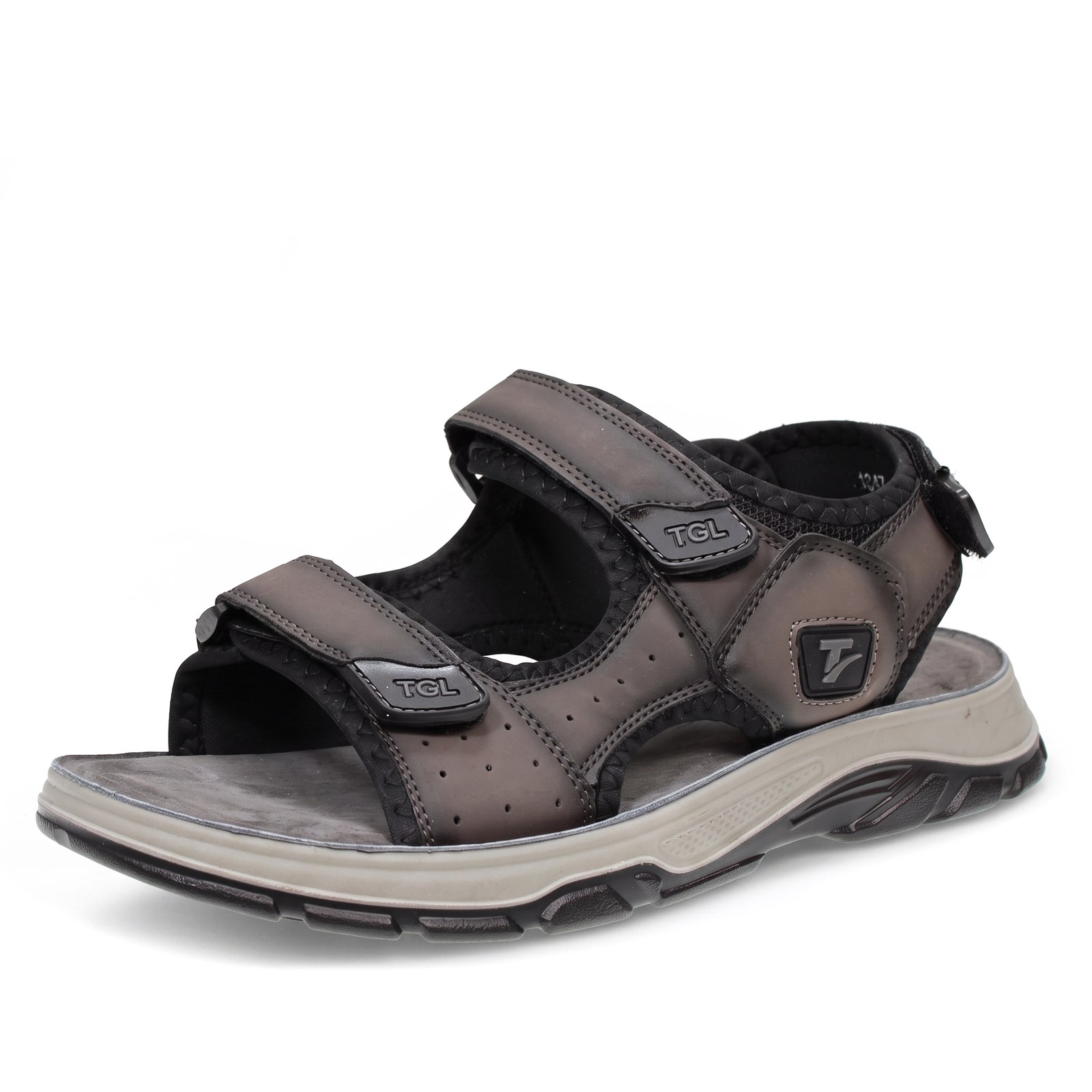 TIGLIO Sandals with three Velcro straps Man grey