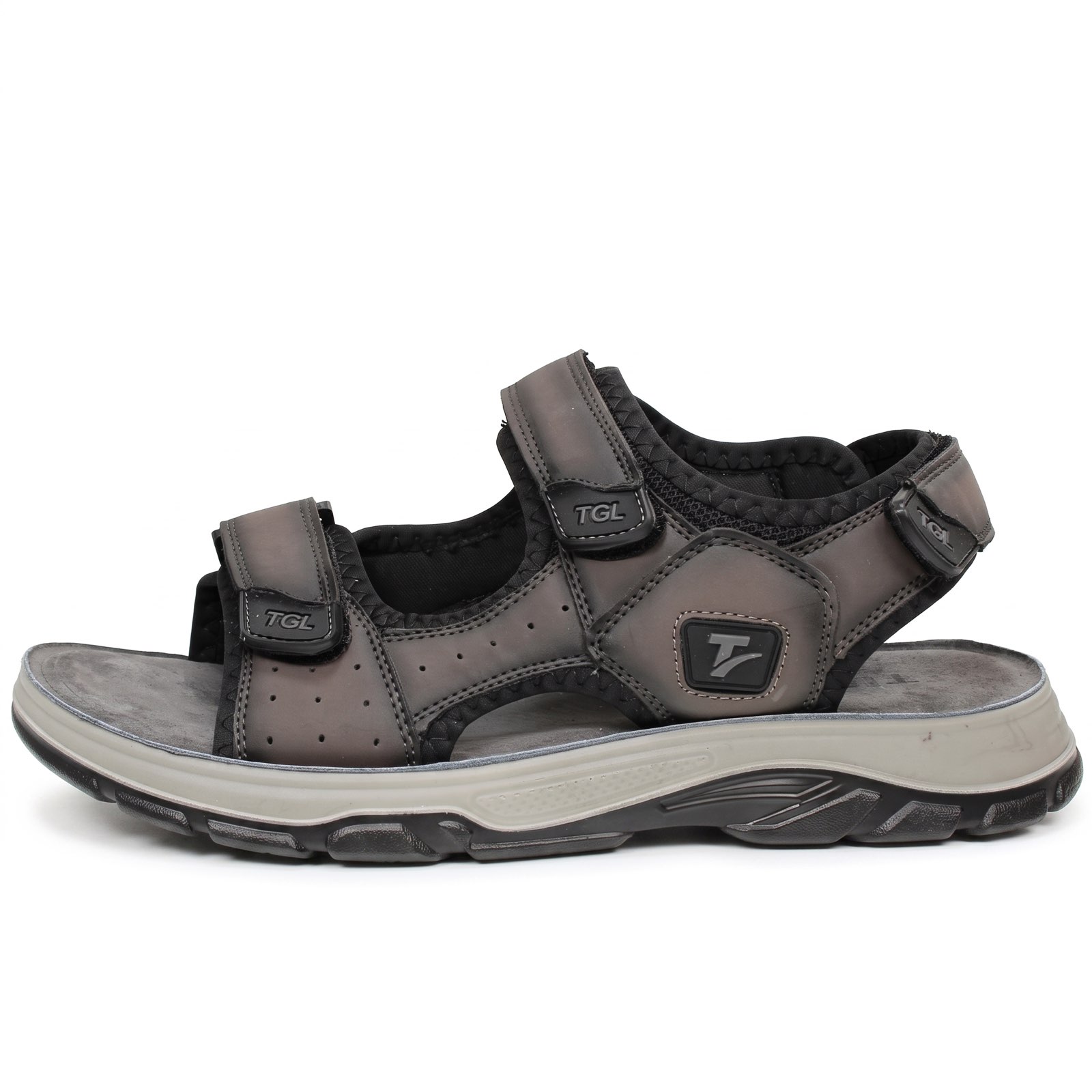 TIGLIO Sandals with three Velcro straps Man grey Photo 4