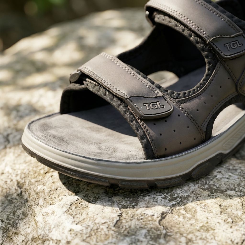 TIGLIO Sandals with three Velcro straps Man grey Photo 5