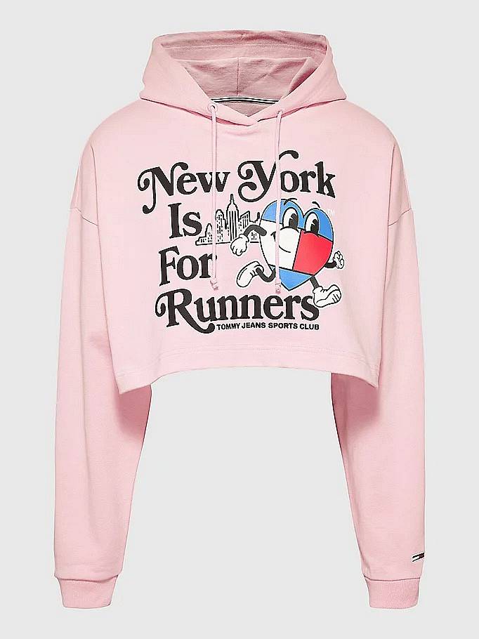 TOMMY HILFIGER Cropped Sportees Runners - Sweatshirt avec impression Femme rose