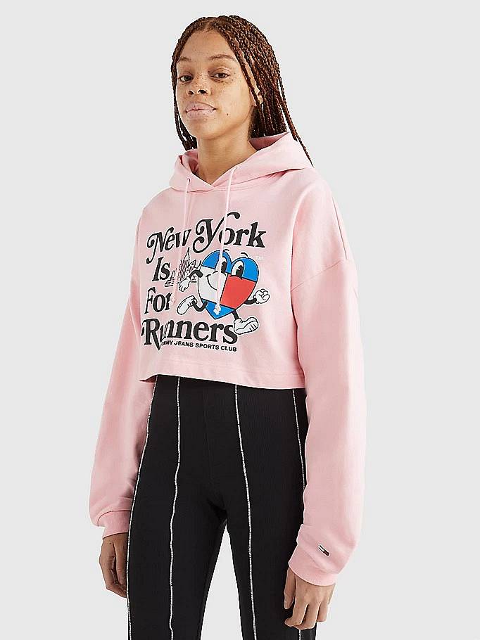 TOMMY HILFIGER Cropped Sportees Runners - Felpa con Stampa Donna rosa Foto 2