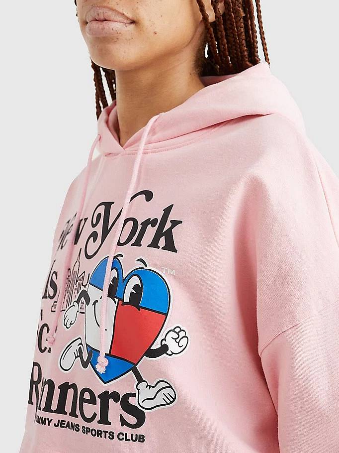 TOMMY HILFIGER Cropped Sportees Runners - Felpa con Stampa Donna rosa Foto 4