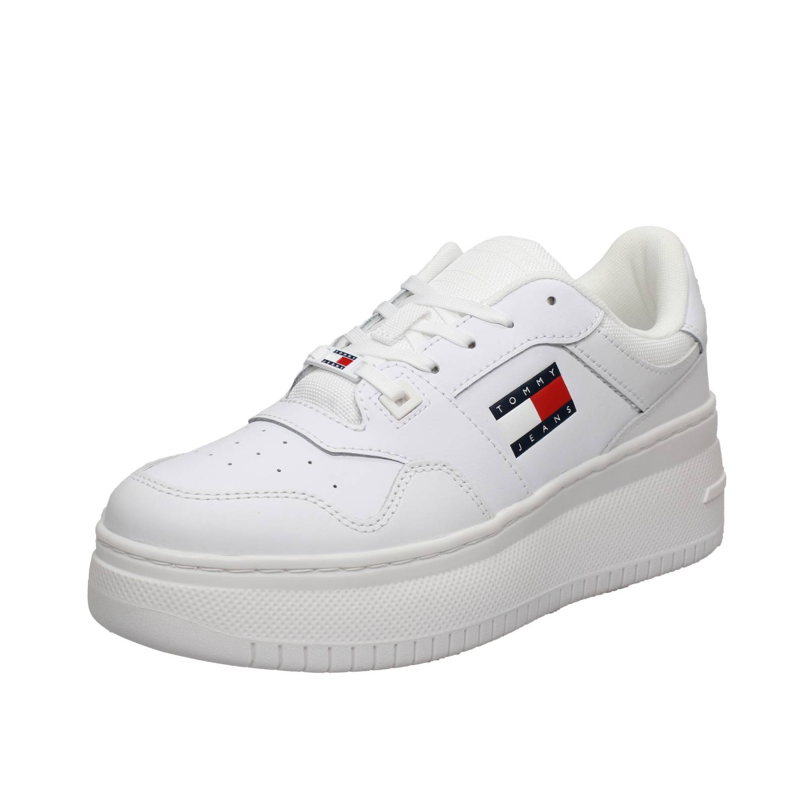 TOMMY HILFIGER Retro Basket - Plateau-Sneakers aus Leder Damen weiß