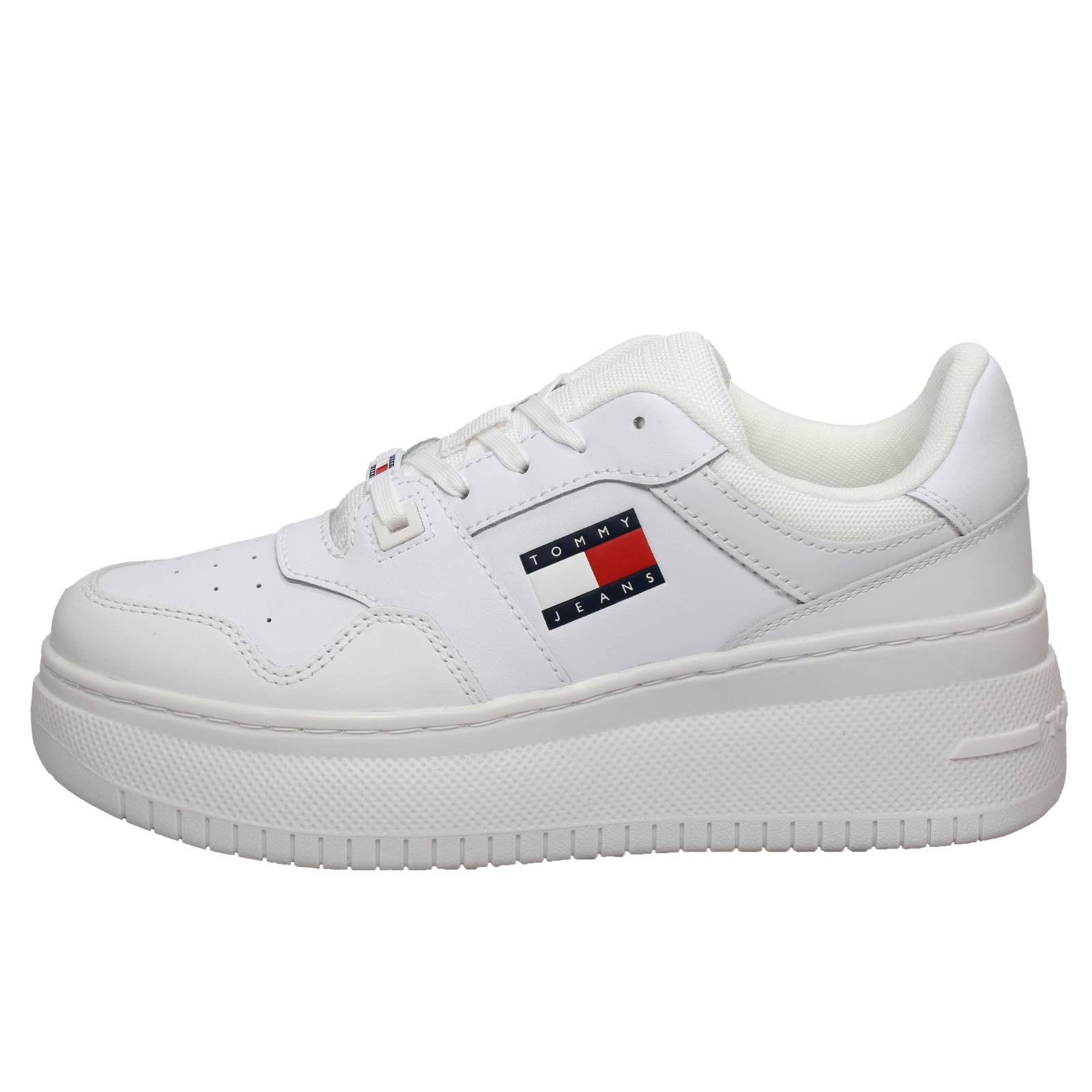 TOMMY HILFIGER Retro Basket - Sneakers platform in Pelle Donna bianco Foto 3
