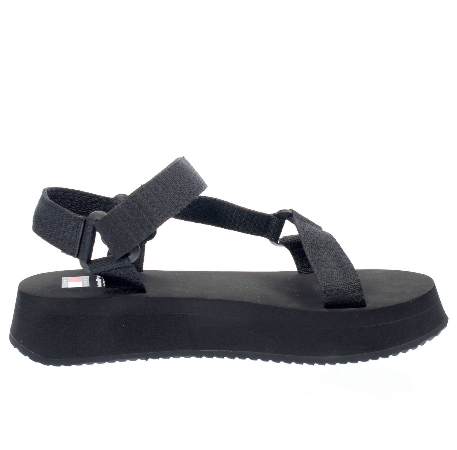 TOMMY HILFIGER Eva Sandal - Plateausandalen aus Stoff Damen schwarz Foto 2