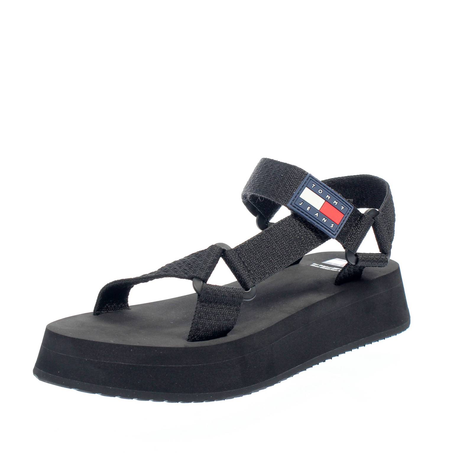 TOMMY HILFIGER Eva Sandal - Plateausandalen aus Stoff Damen schwarz