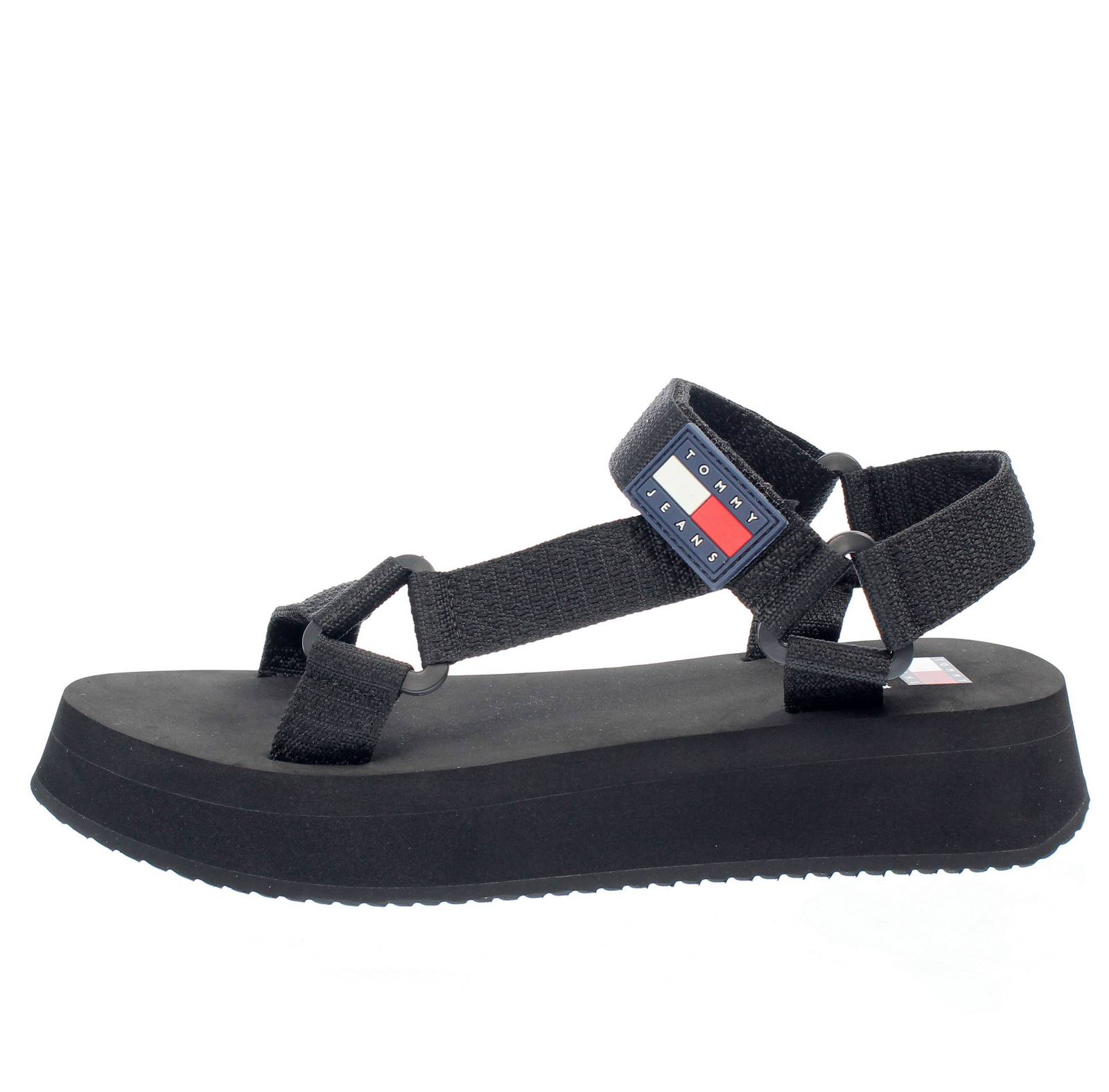 TOMMY HILFIGER Eva Sandal - Plateausandalen aus Stoff Damen schwarz Foto 3