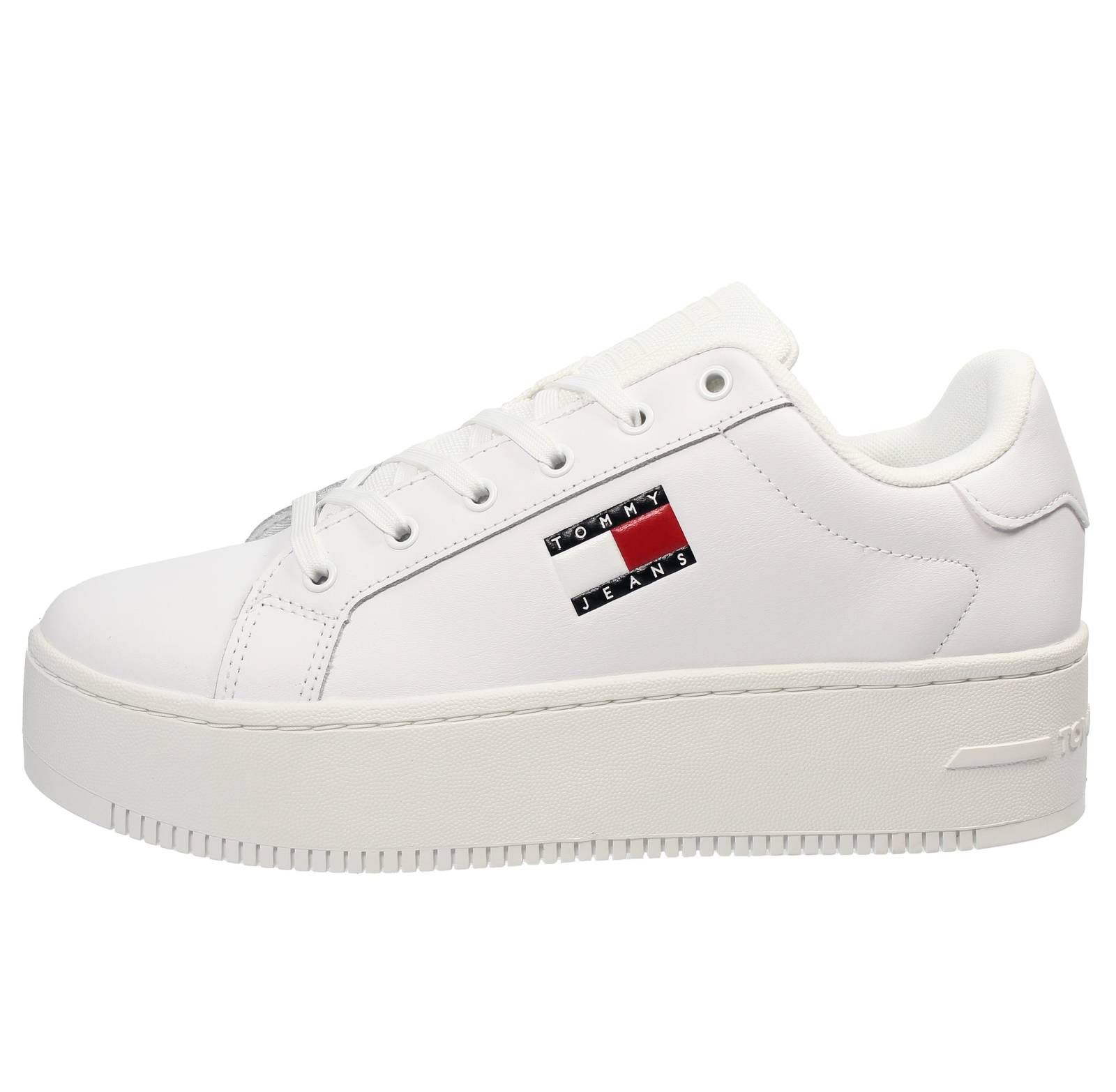 TOMMY HILFIGER Flatform Essential - Sneakers in Pelle Donna bianco Foto 3
