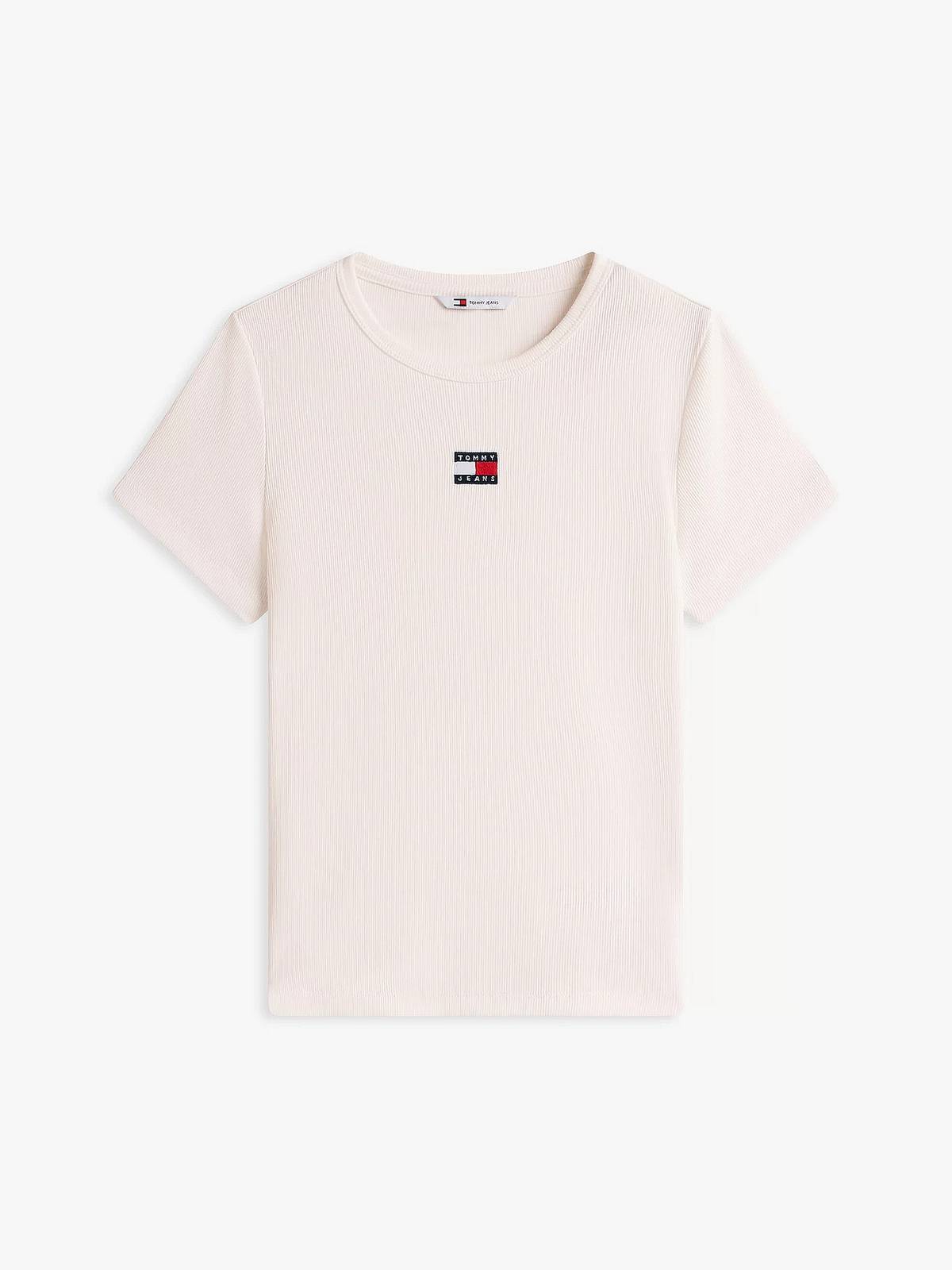 TOMMY HILFIGER Slim Badge Rib Tee Damen weiß