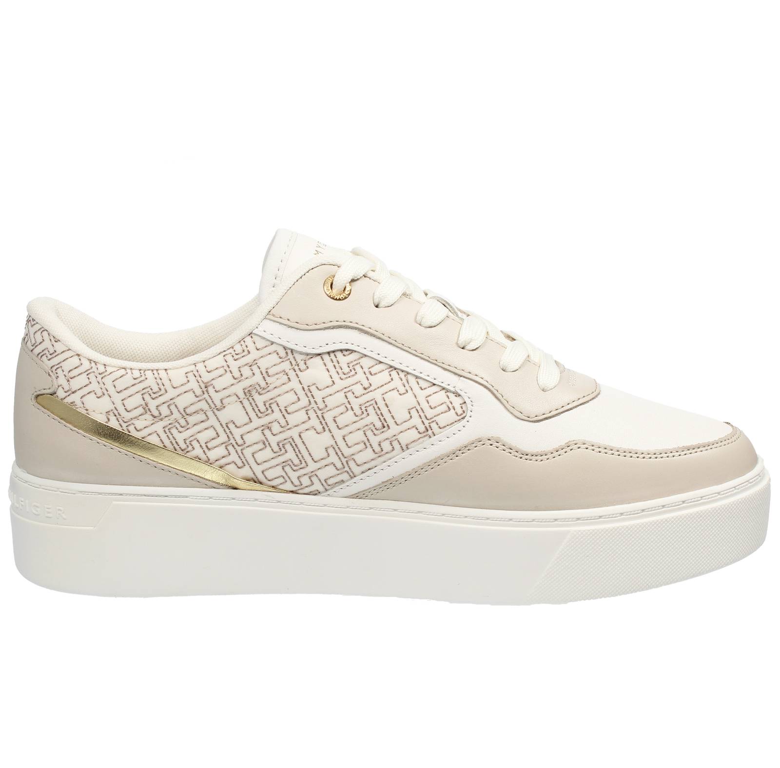 TOMMY HILFIGER Monogram - Sneakers platform in Pelle Donna beige Foto 2