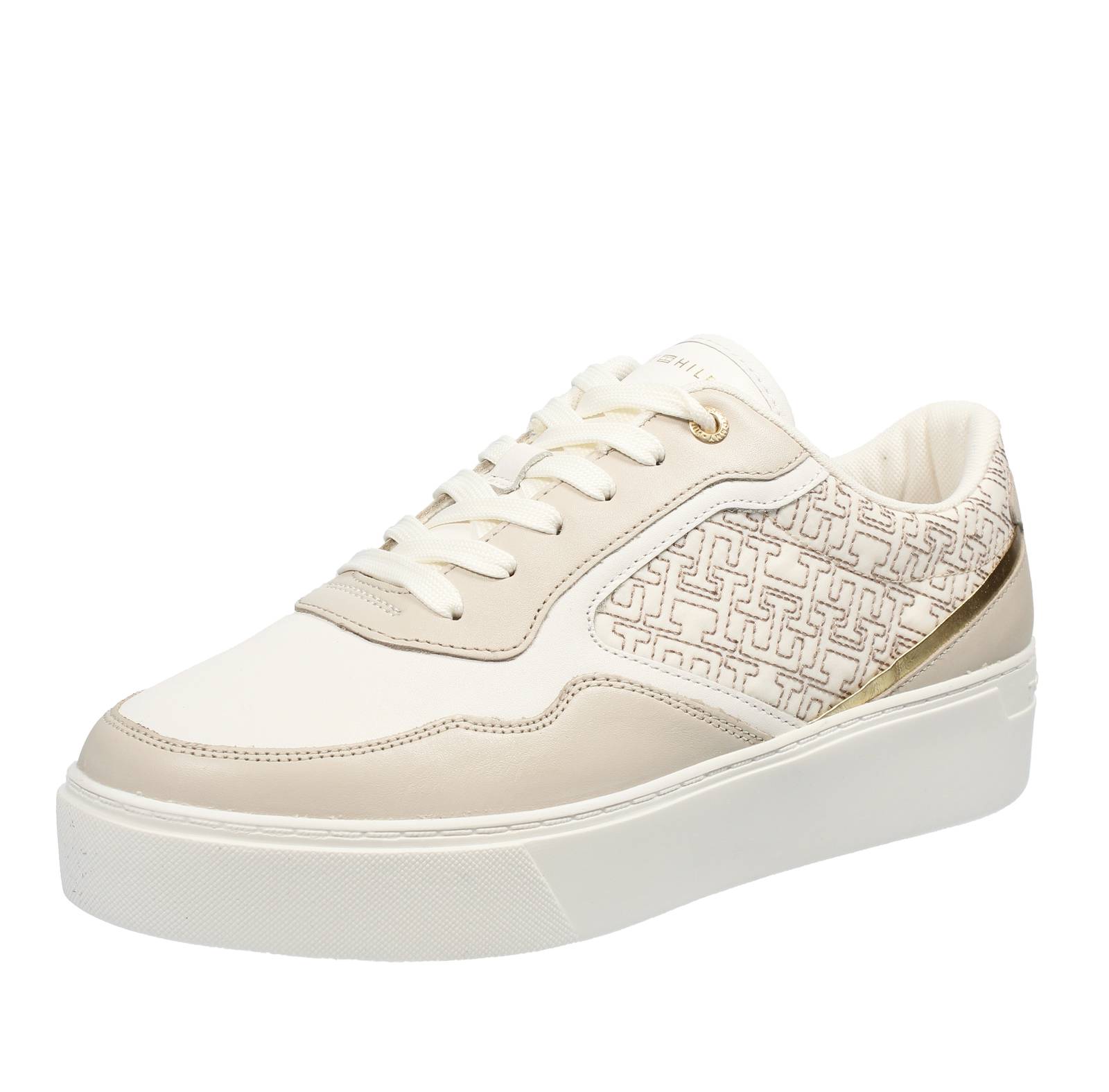 TOMMY HILFIGER Monogram - Plateau-Sneakers aus Leder Damen beige