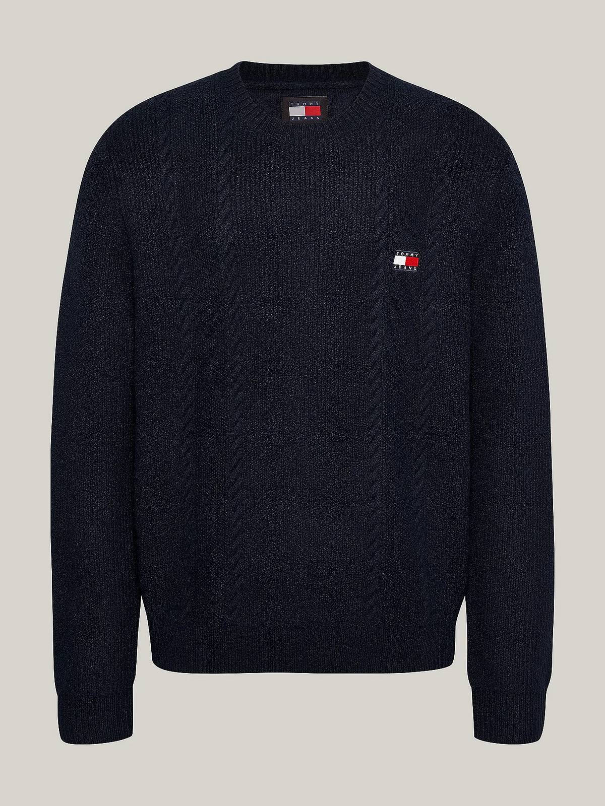 TOMMY HILFIGER Schlanker Rundhalsausschnitt aus Kabelstrick Herren blau