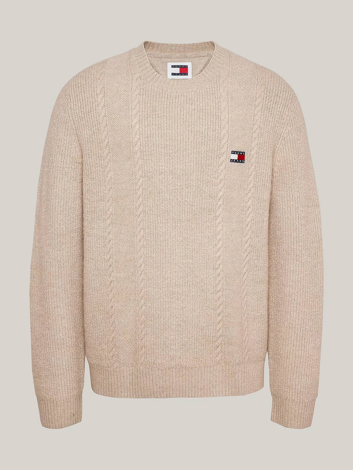 TOMMY HILFIGER Schlanker Rundhalsausschnitt aus Kabelstrick Herren weiß