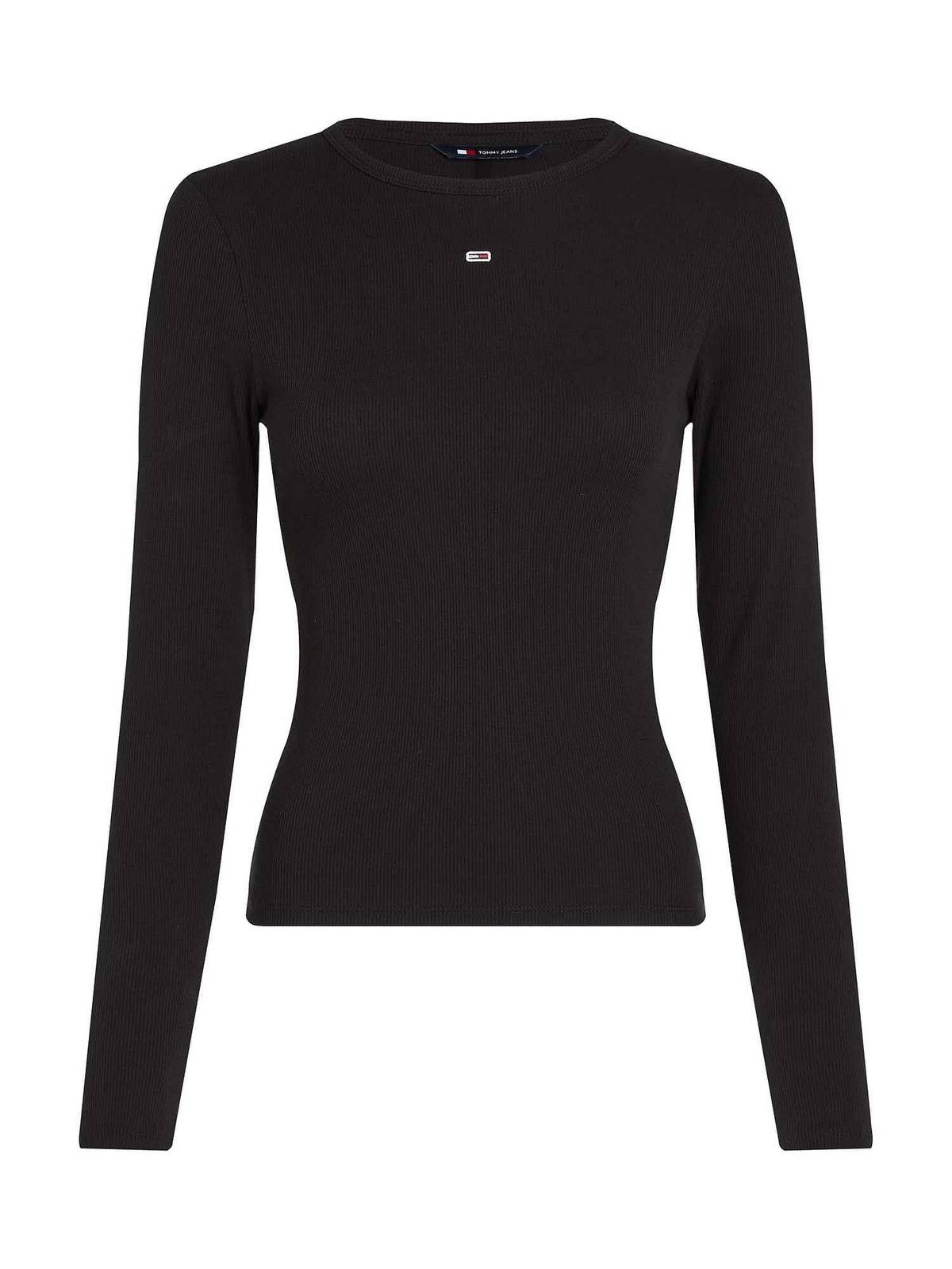 TOMMY HILFIGER TJW SLIM ESSENTIAL RIB LS Damen schwarz