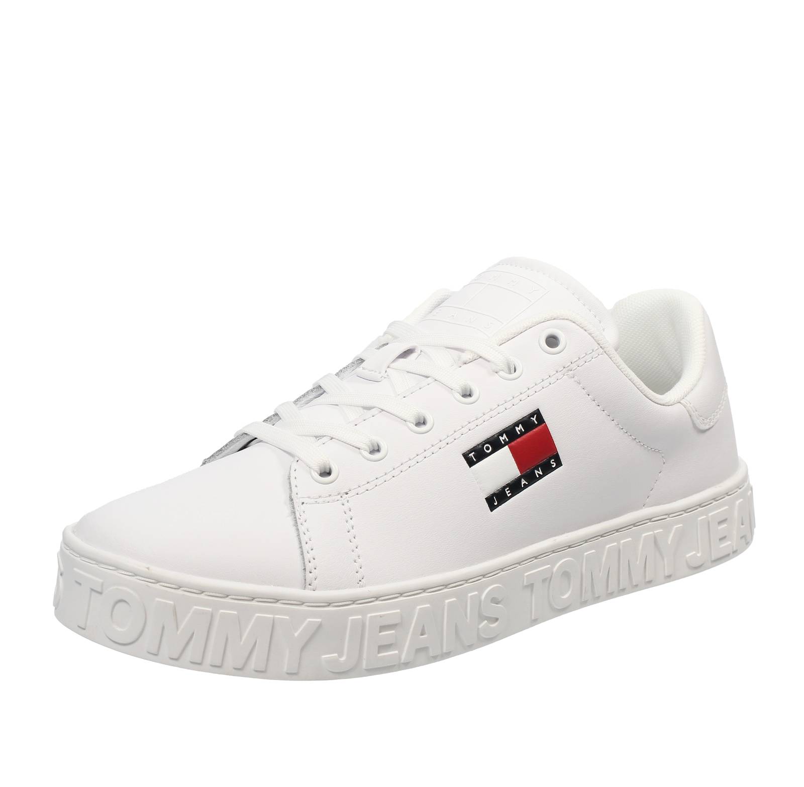TOMMY HILFIGER TJW Logo-Laufsohle - Niedrige Leder-Sneakers Damen weiß