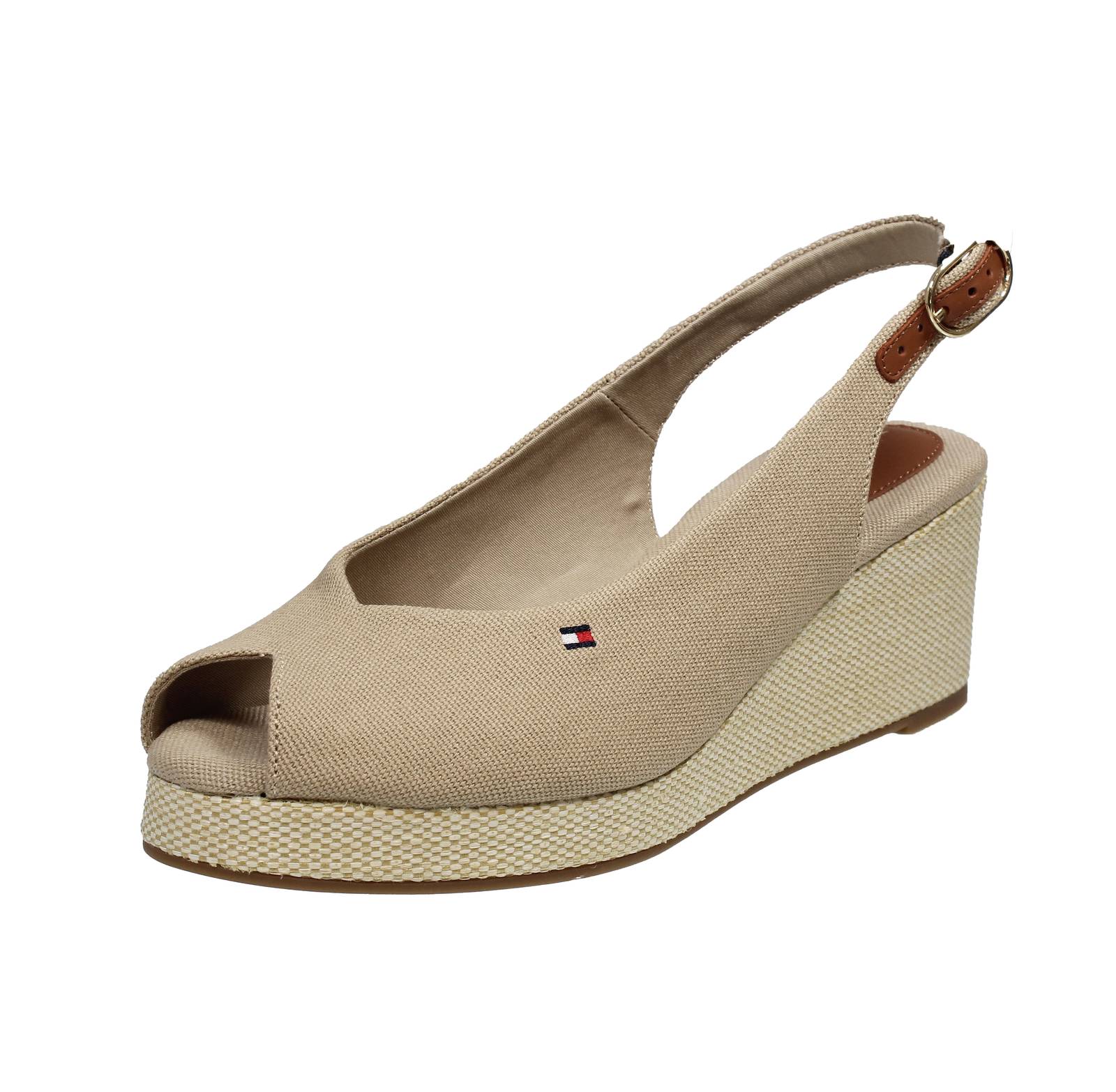 TOMMY HILFIGER Flag Mid Wedge Sandalen Damen beige