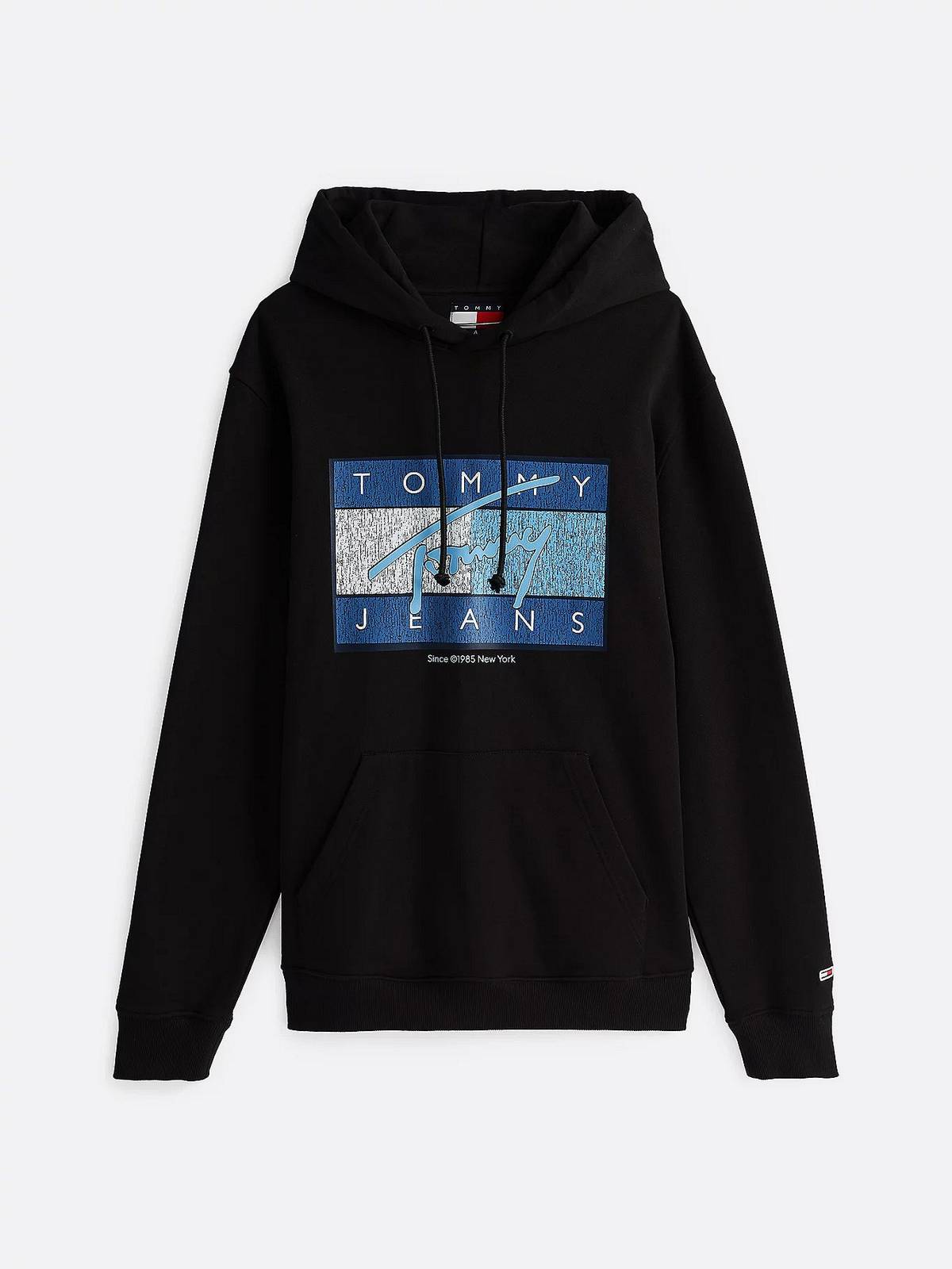 TOMMY HILFIGER Reg dna Flagge Twist Kapuze Sweatshirt Herren schwarz
