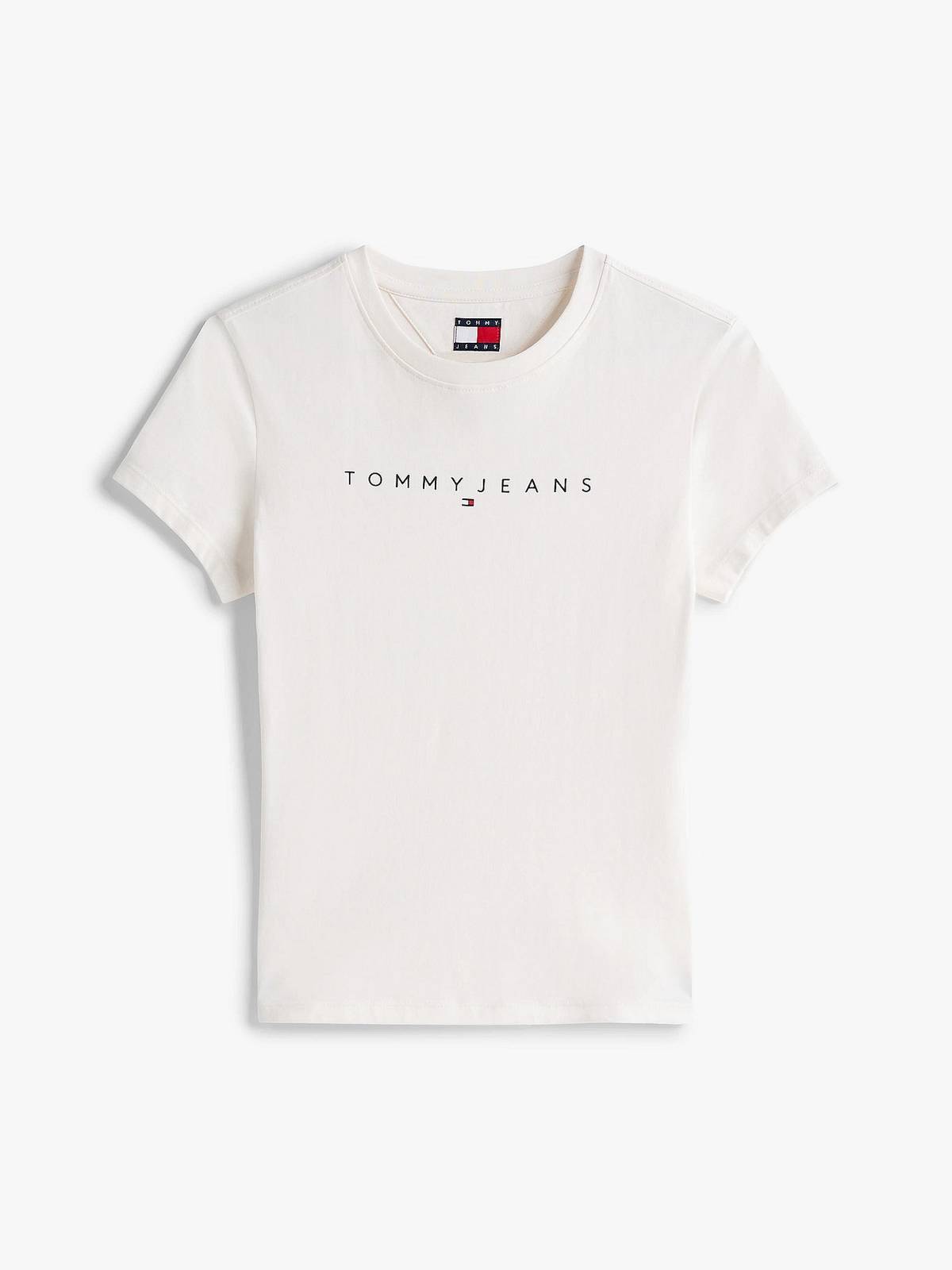 TOMMY HILFIGER Schmales lineares SS-T-Shirt Damen weiß