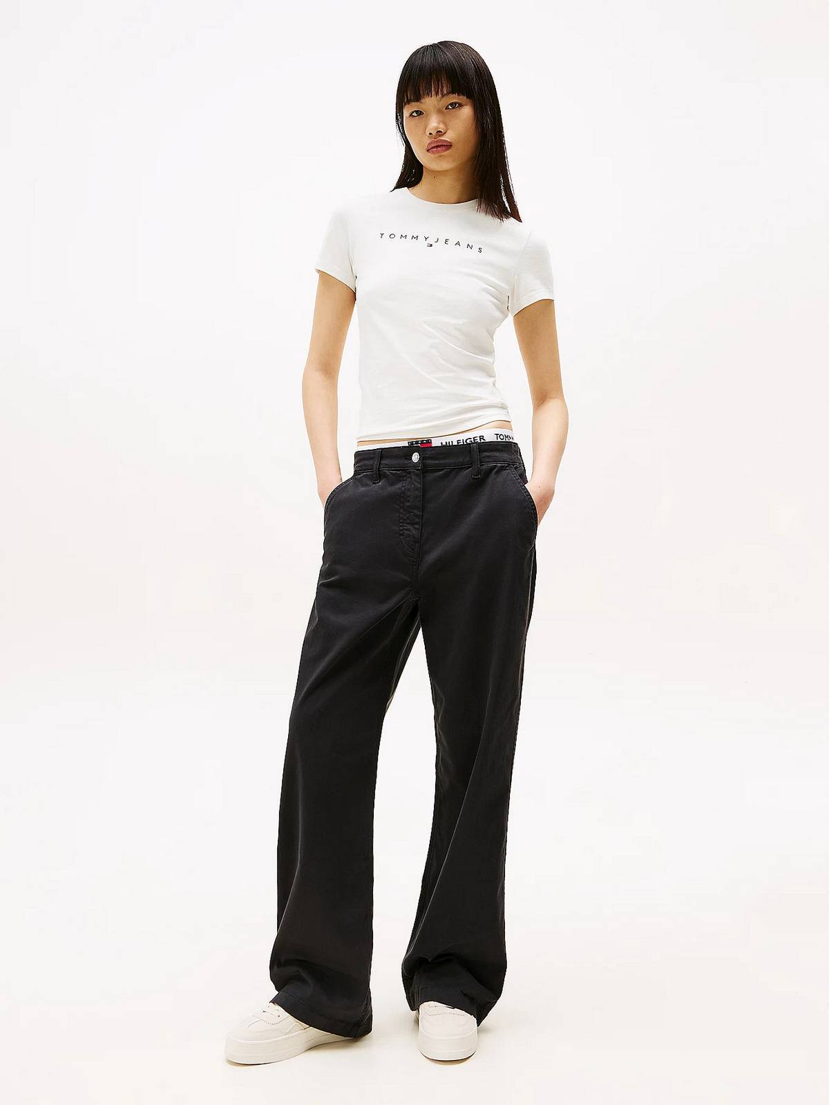 TOMMY HILFIGER T-shirt Slim linear SS Femme blanc Photo 2