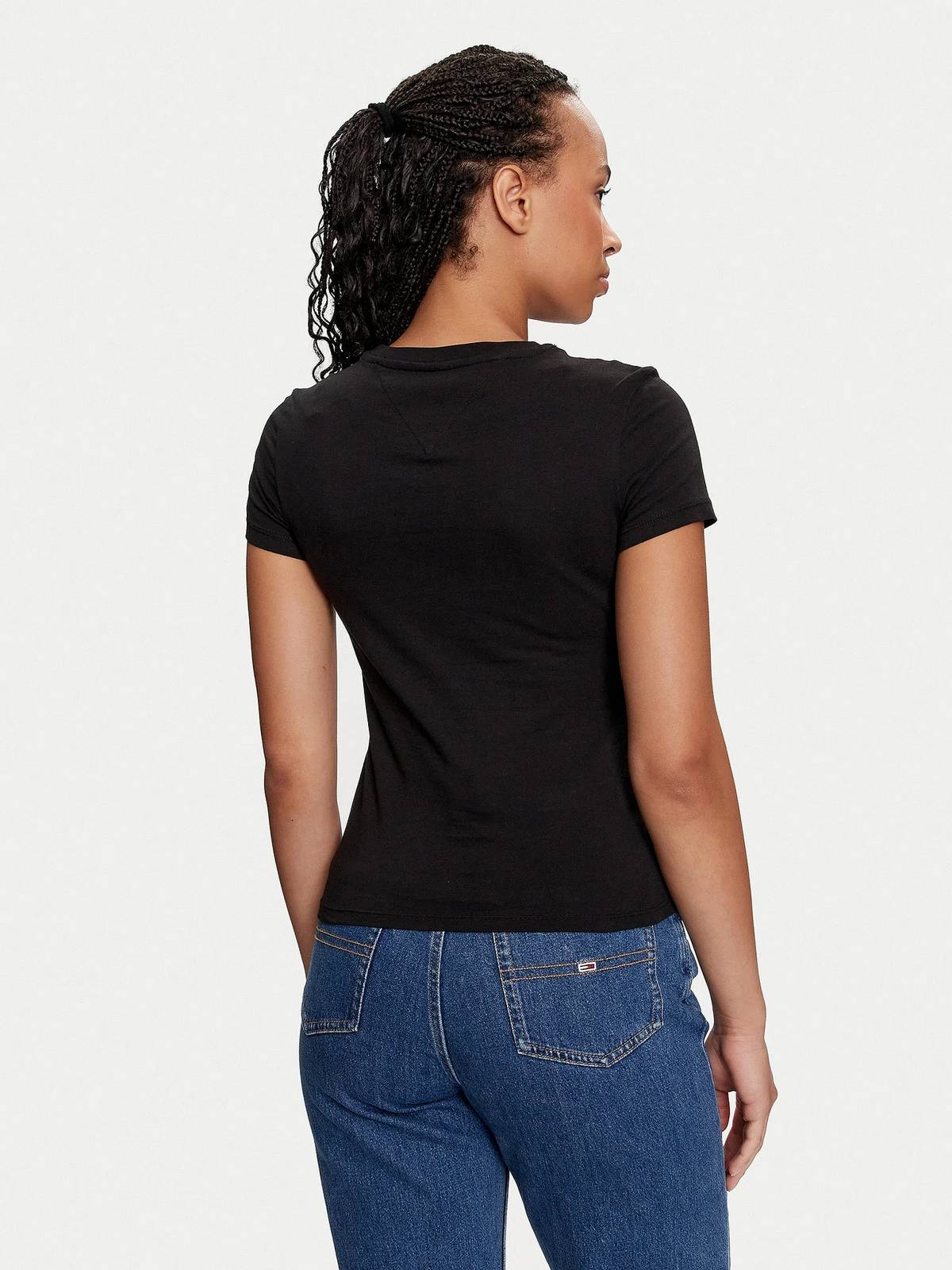 TOMMY HILFIGER T-shirt Slim linear SS Femme noir Photo 2