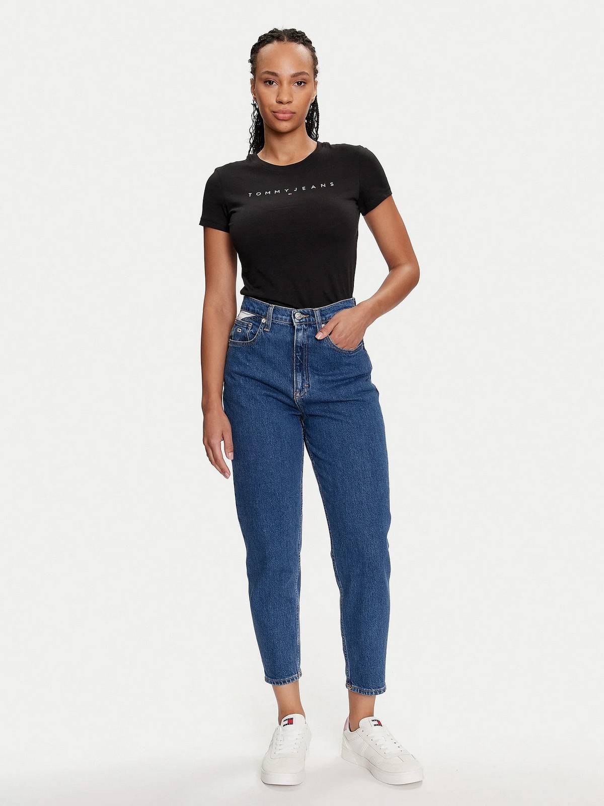 TOMMY HILFIGER T-shirt Slim linear SS Femme noir Photo 4