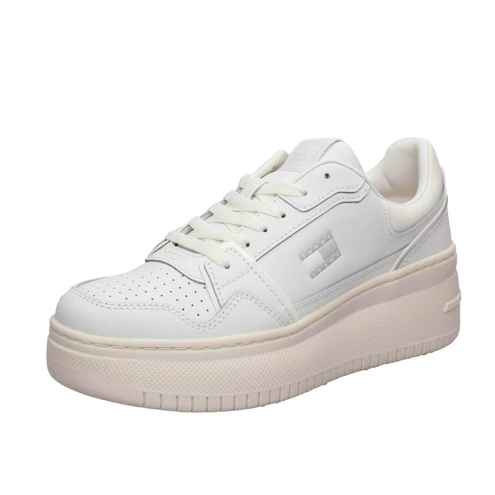 TOMMY HILFIGER TJW Retro Basket- Plateau-Sneakers aus Leder Damen weiß