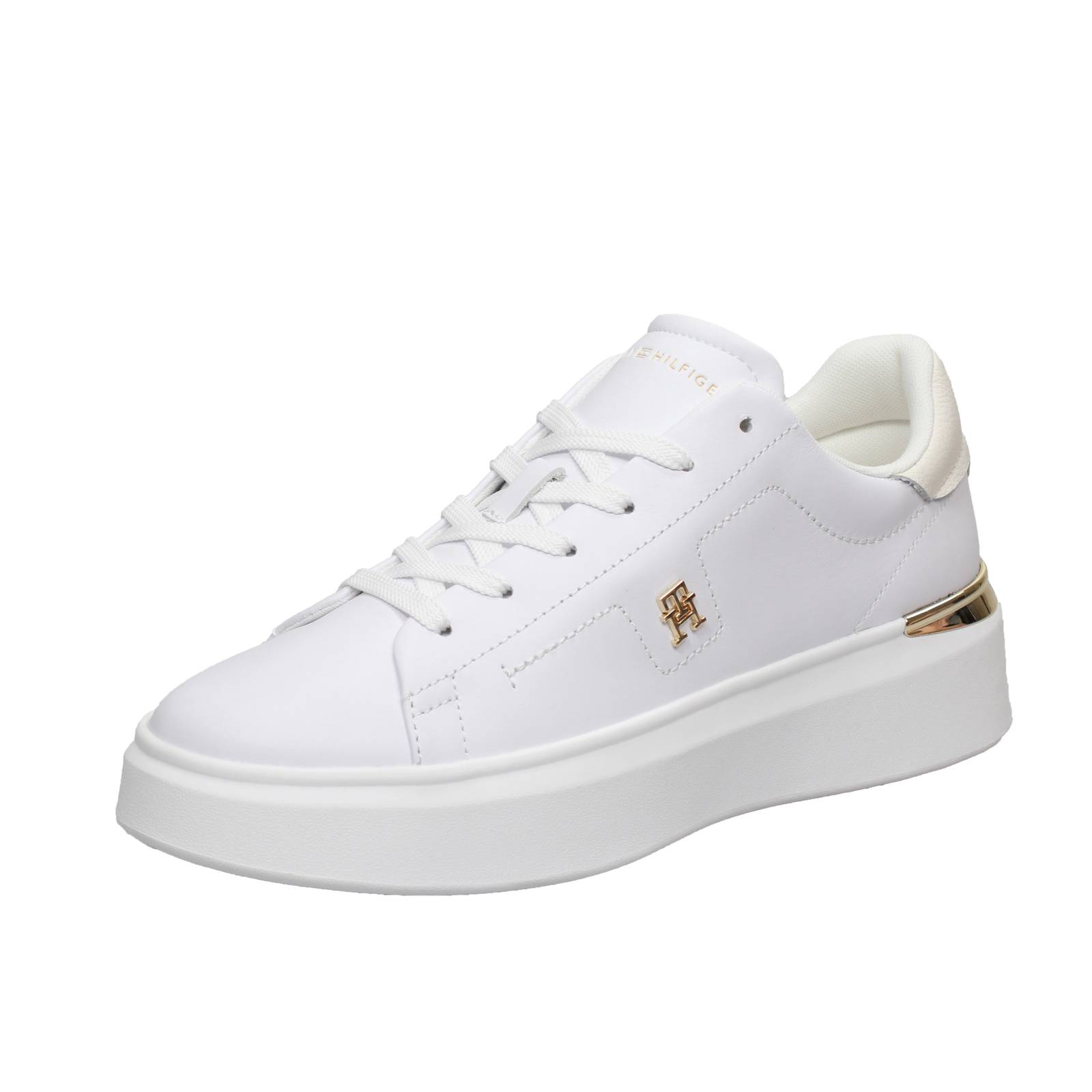 TOMMY HILFIGER TH Court Fashion - Plateau-Sneakers aus Leder Damen weiß