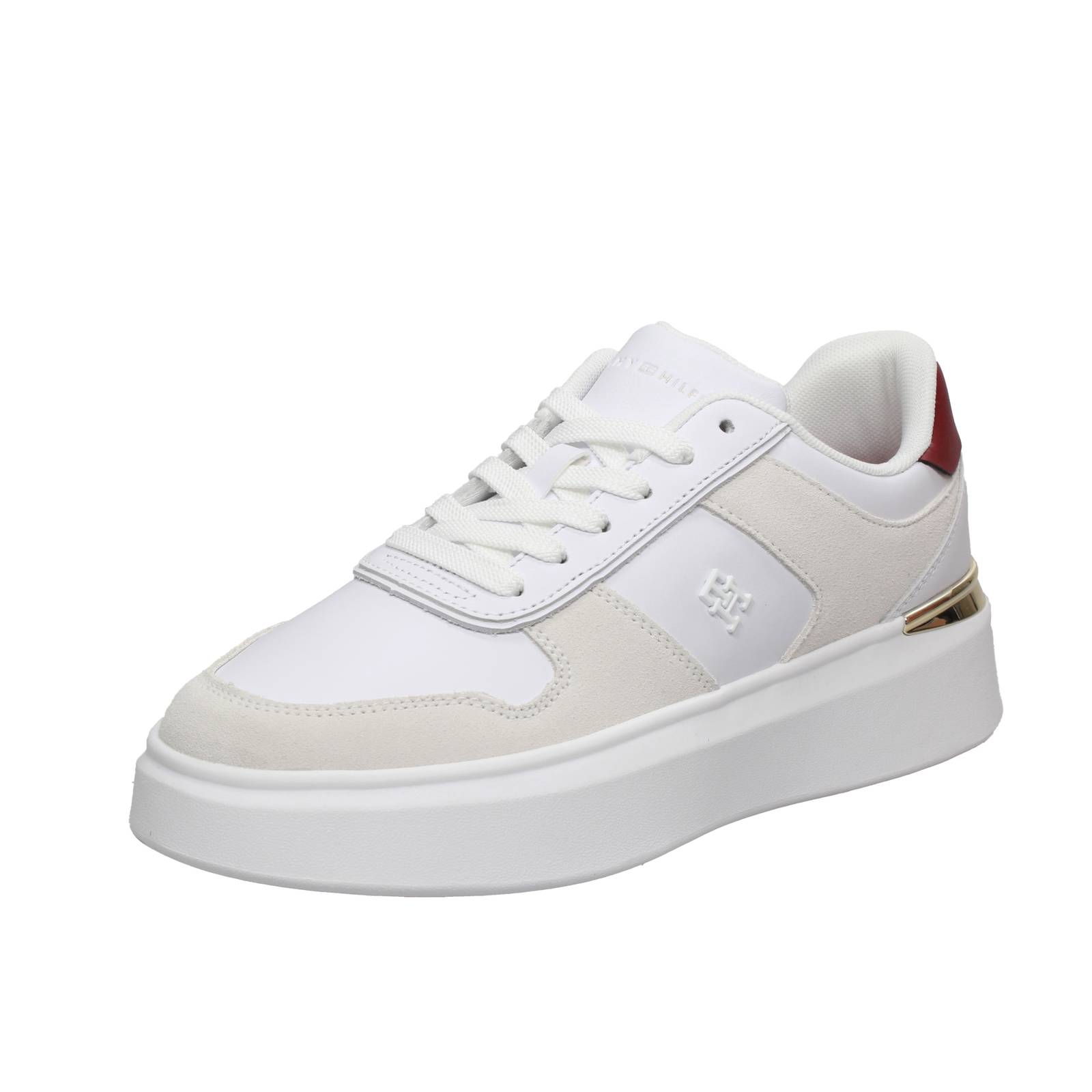 TOMMY HILFIGER TH Court Fashion - Plateau-Sneakers aus Leder Damen weiß