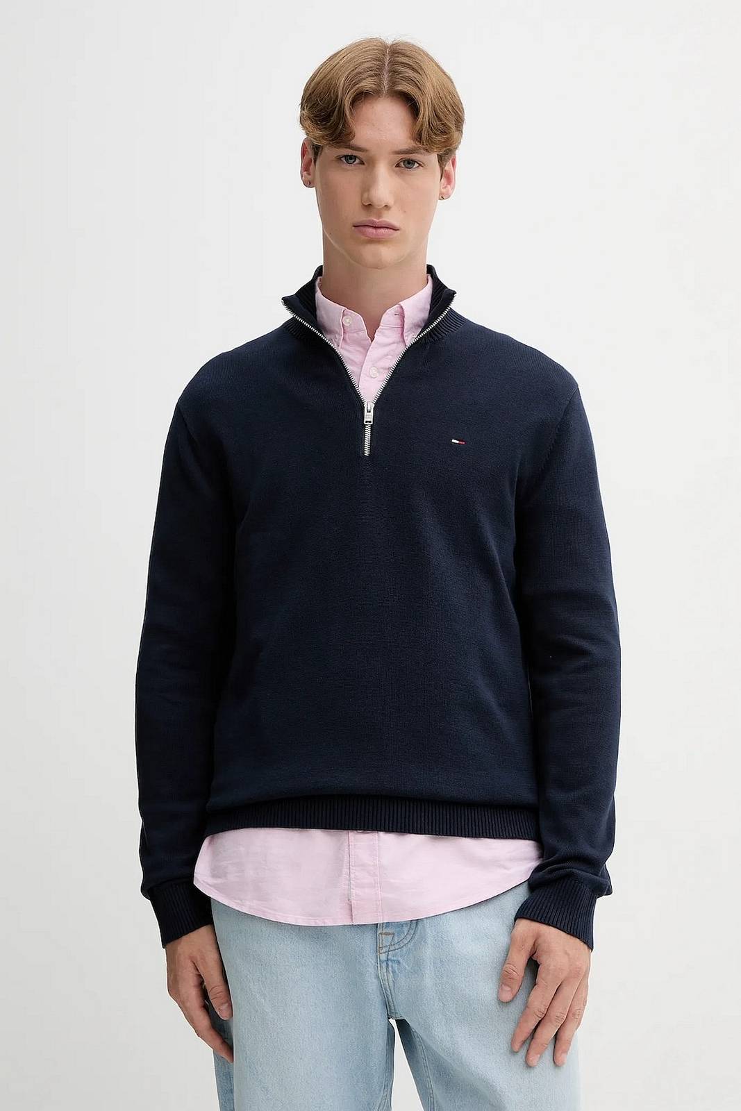 TOMMY HILFIGER Halber Reißverschluss Jersey Herren blau