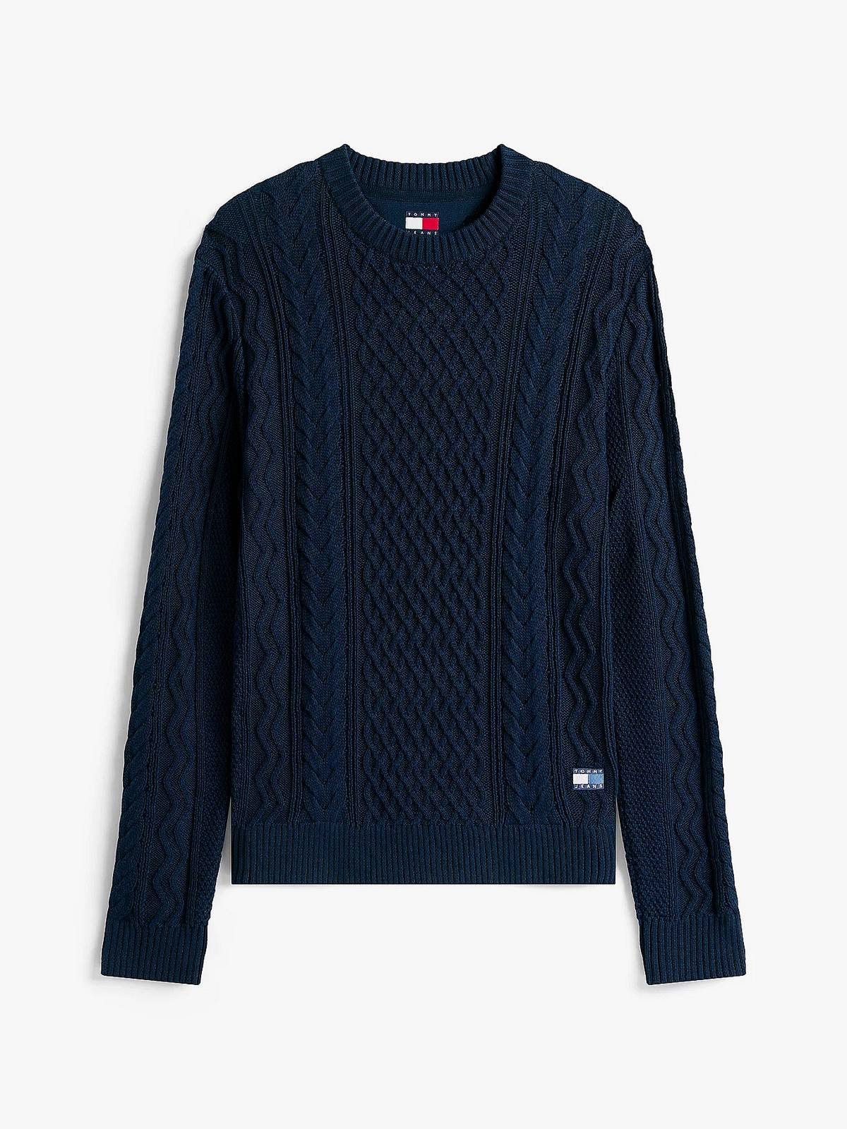 TOMMY HILFIGER Pullover Kabelstrick Herren blau