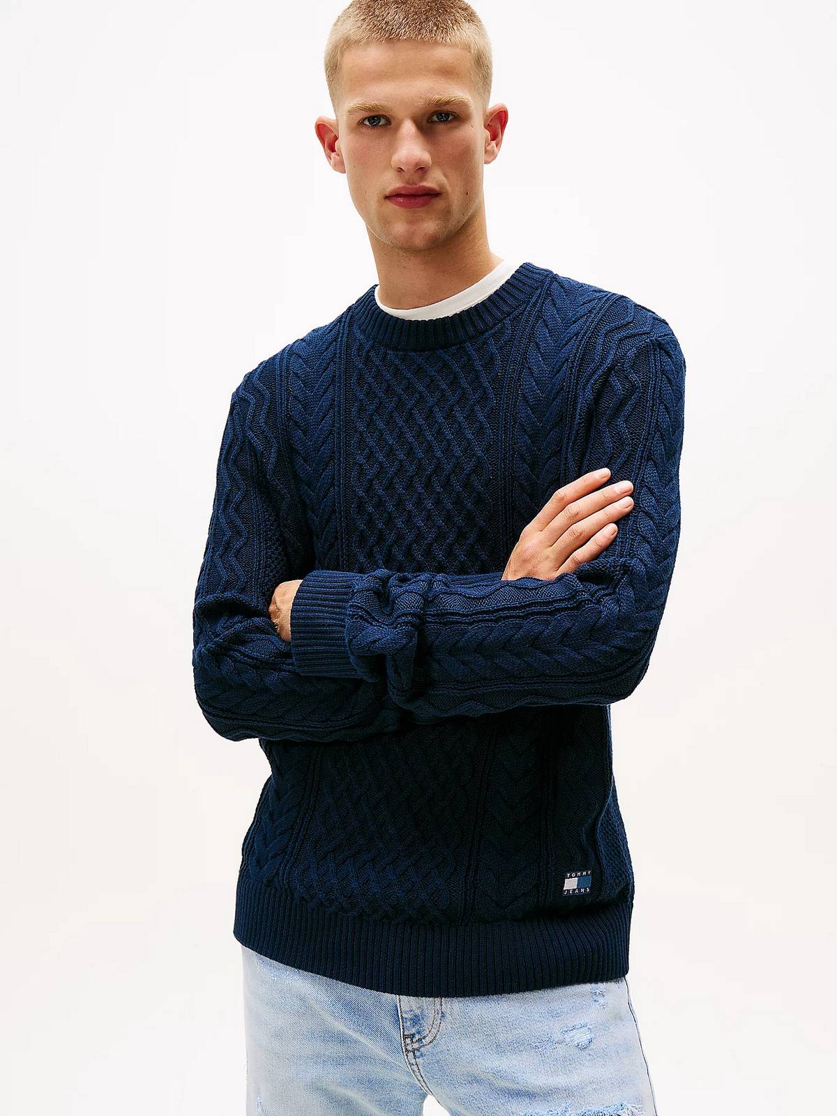 TOMMY HILFIGER Pullover Kabelstrick Herren blau Foto 2