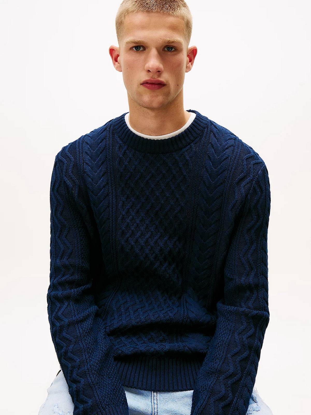 TOMMY HILFIGER Pullover Kabelstrick Herren blau Foto 4