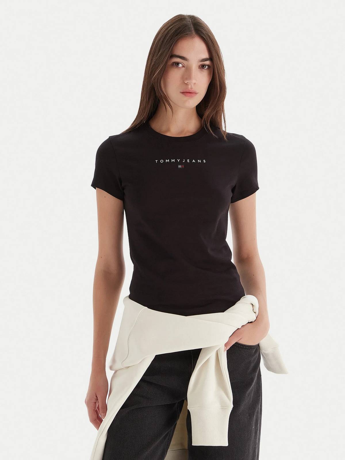 TOMMY HILFIGER Schlankes Bling Tee Damen schwarz