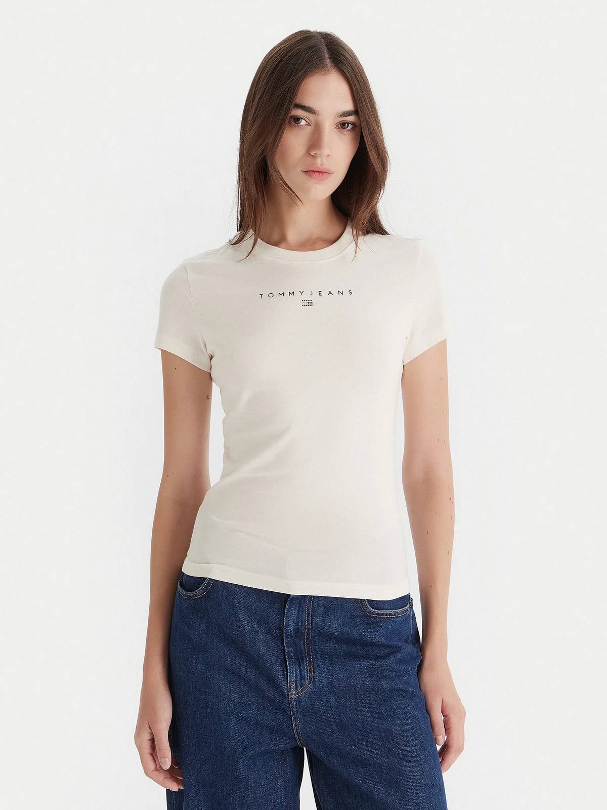 TOMMY HILFIGER Schlankes Bling Tee Damen weiß