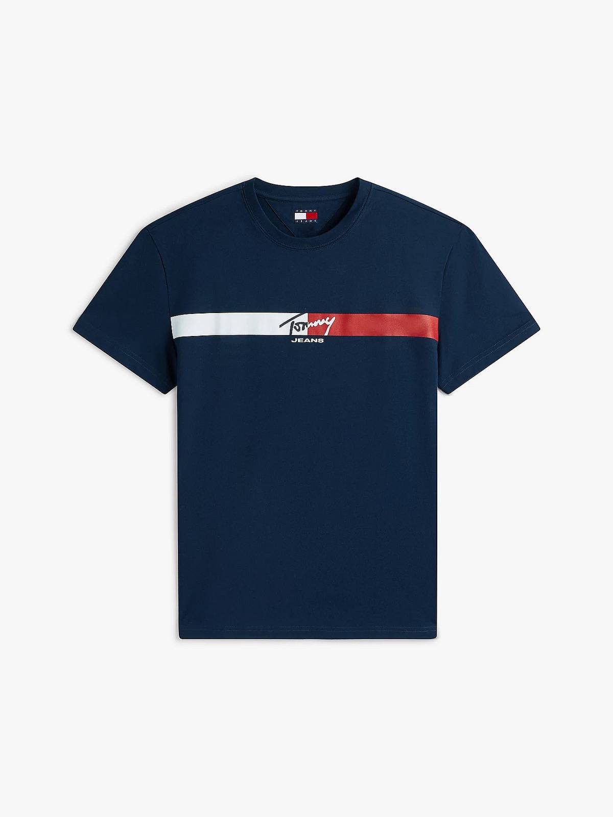 TOMMY HILFIGER Reg Signatur-Streifen-T-Shirt Herren blau