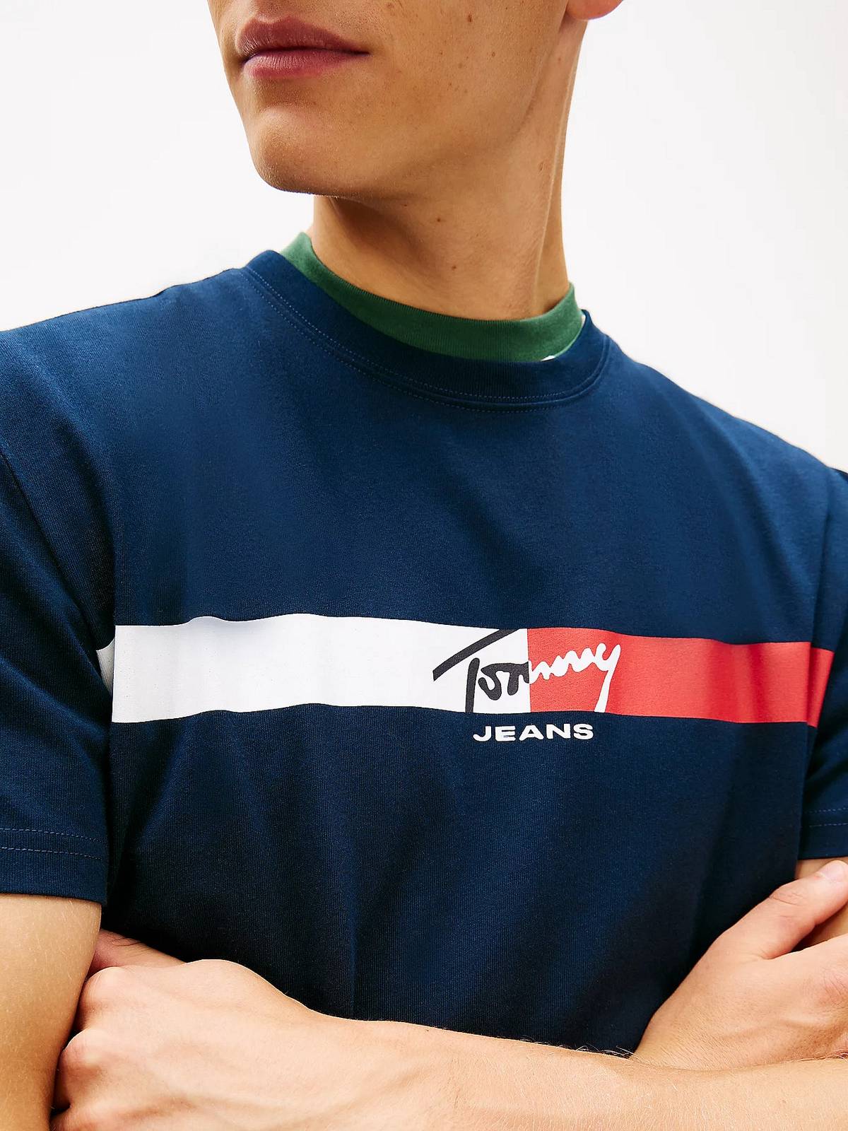 TOMMY HILFIGER Tee reg signature stripe Man blue Photo 3