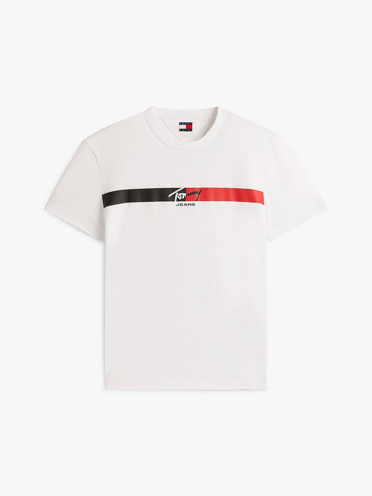 TOMMY HILFIGER Reg Signatur-Streifen-T-Shirt Herren weiß