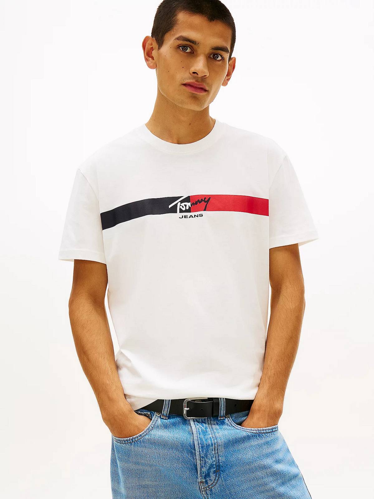 TOMMY HILFIGER Tee reg signature stripe Man white Photo 2