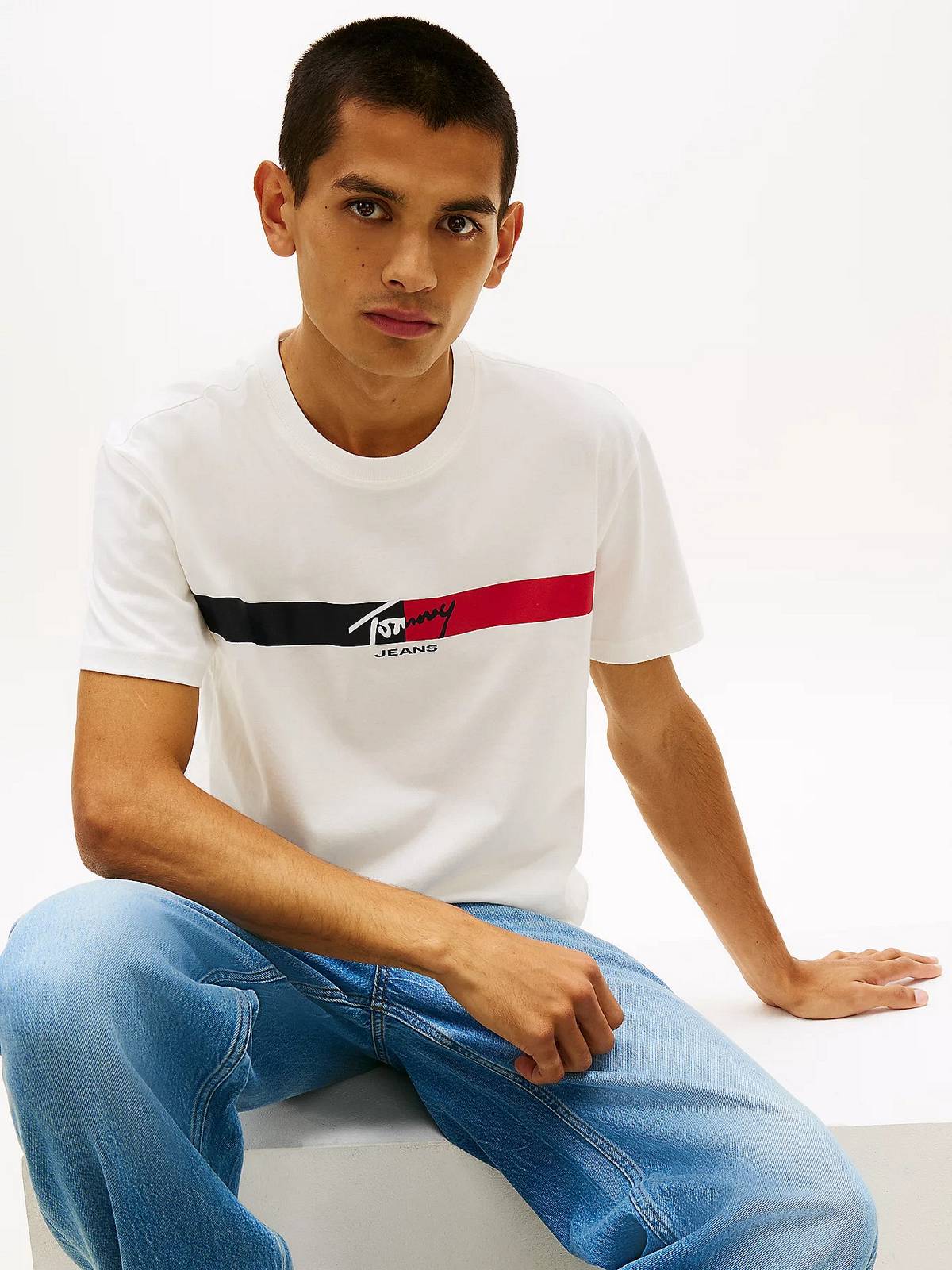 TOMMY HILFIGER Tee reg signature stripe Man white Photo 3