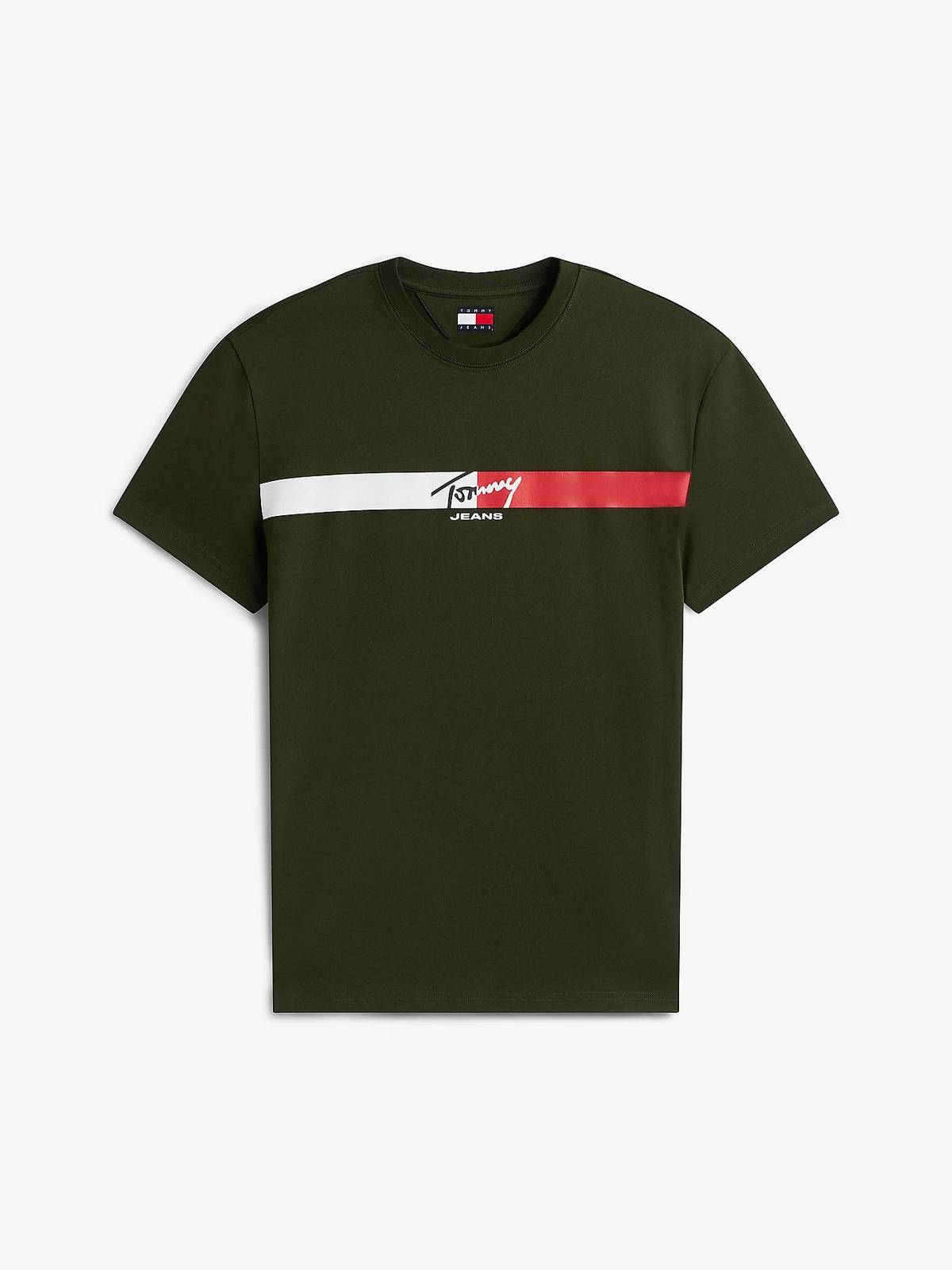 TOMMY HILFIGER Reg Signatur-Streifen-T-Shirt Herren grün