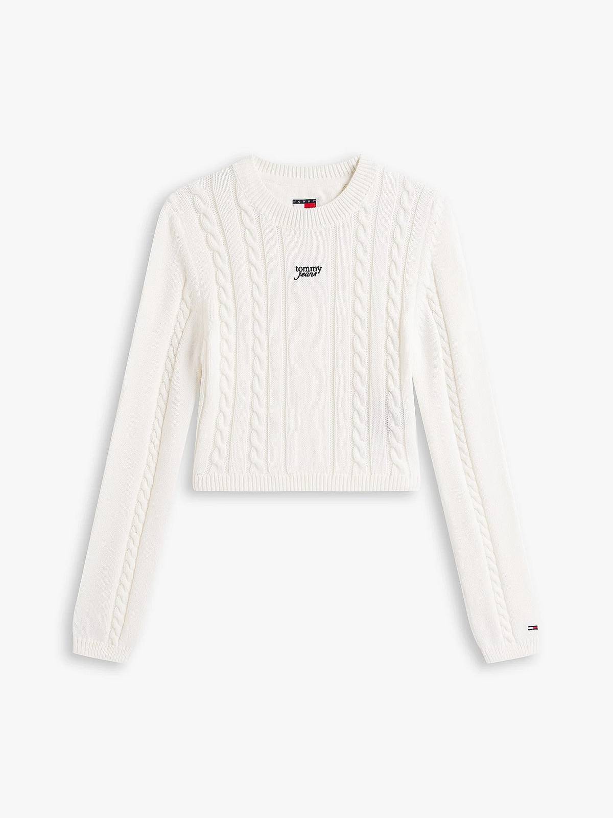 TOMMY HILFIGER Pullover Kabelschrift Damen weiß