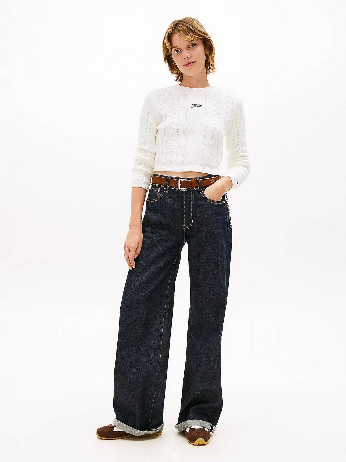 TOMMY HILFIGER Sweater cable script Woman white Photo 4