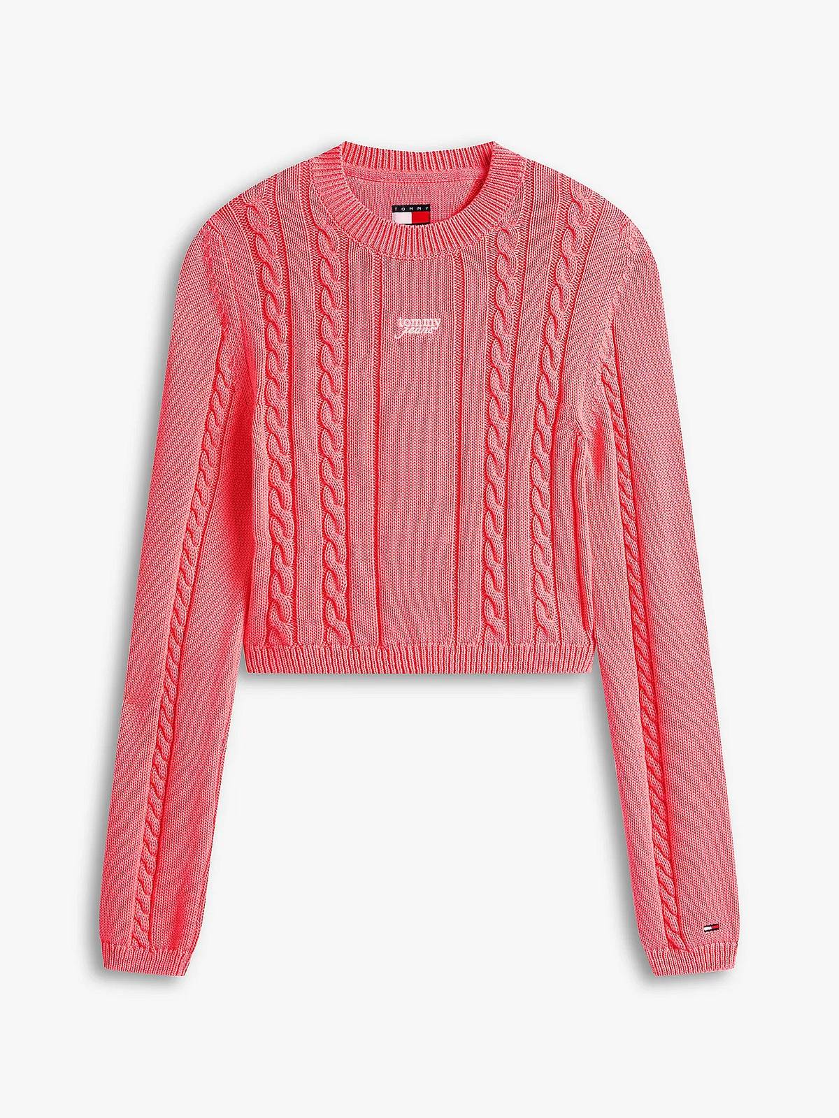 TOMMY HILFIGER Pullover Kabelschrift Damen rosa