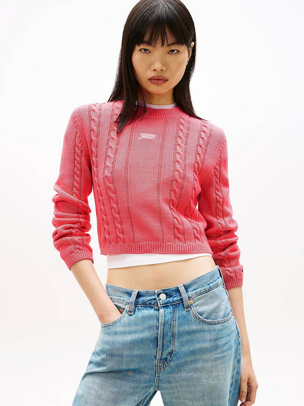 TOMMY HILFIGER Sweater cable script Woman pink Photo 2