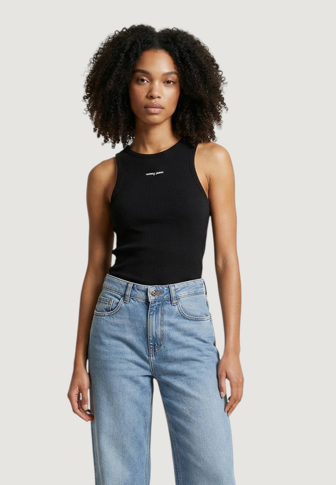 TOMMY HILFIGER Tank slim script laber Damen schwarz