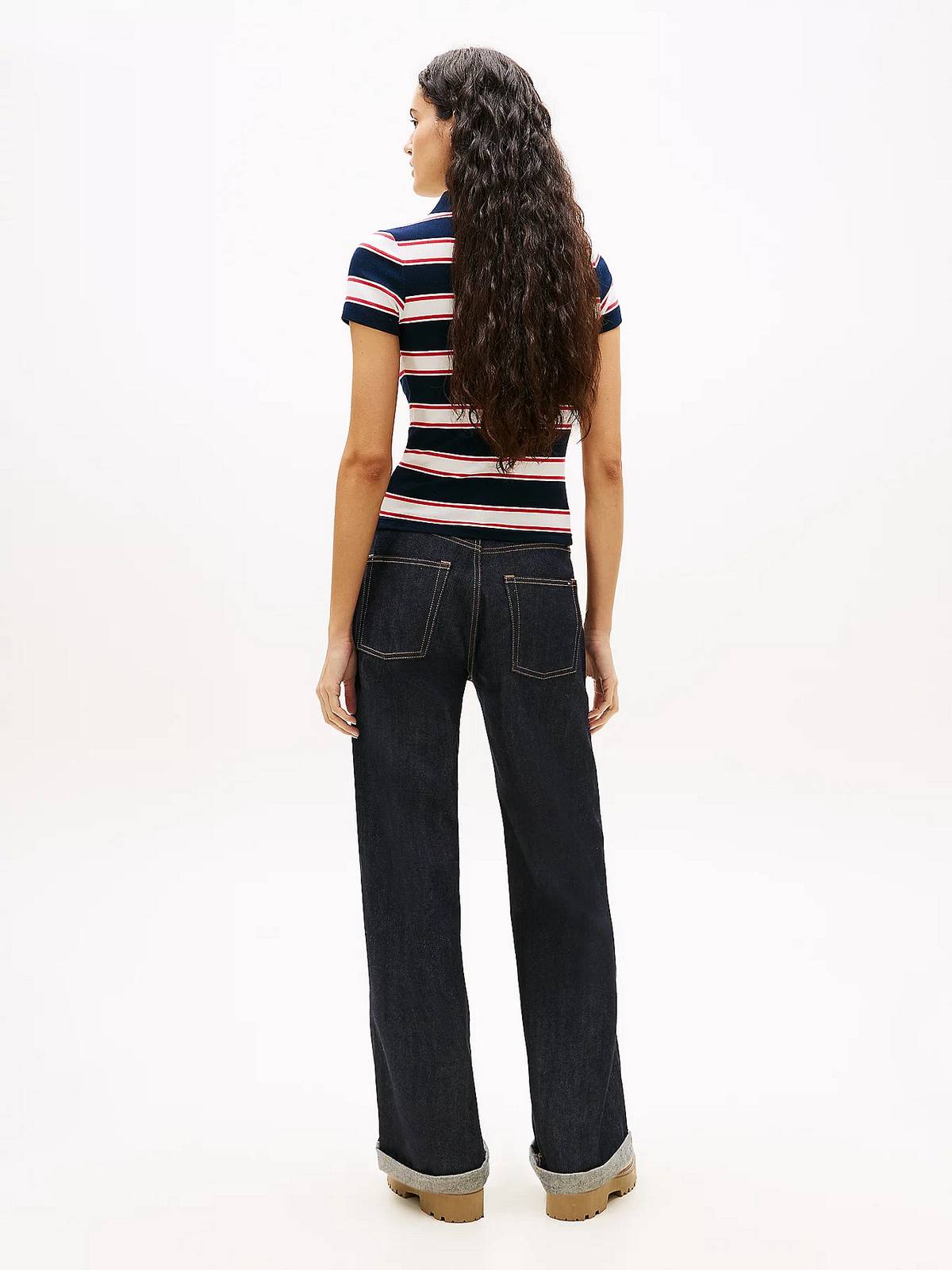 TOMMY HILFIGER Polo SS à côtes fines Femme bleu Photo 4