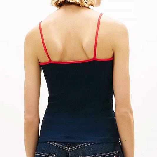 TOMMY HILFIGER Slim strappy badge top Woman blue Photo 3