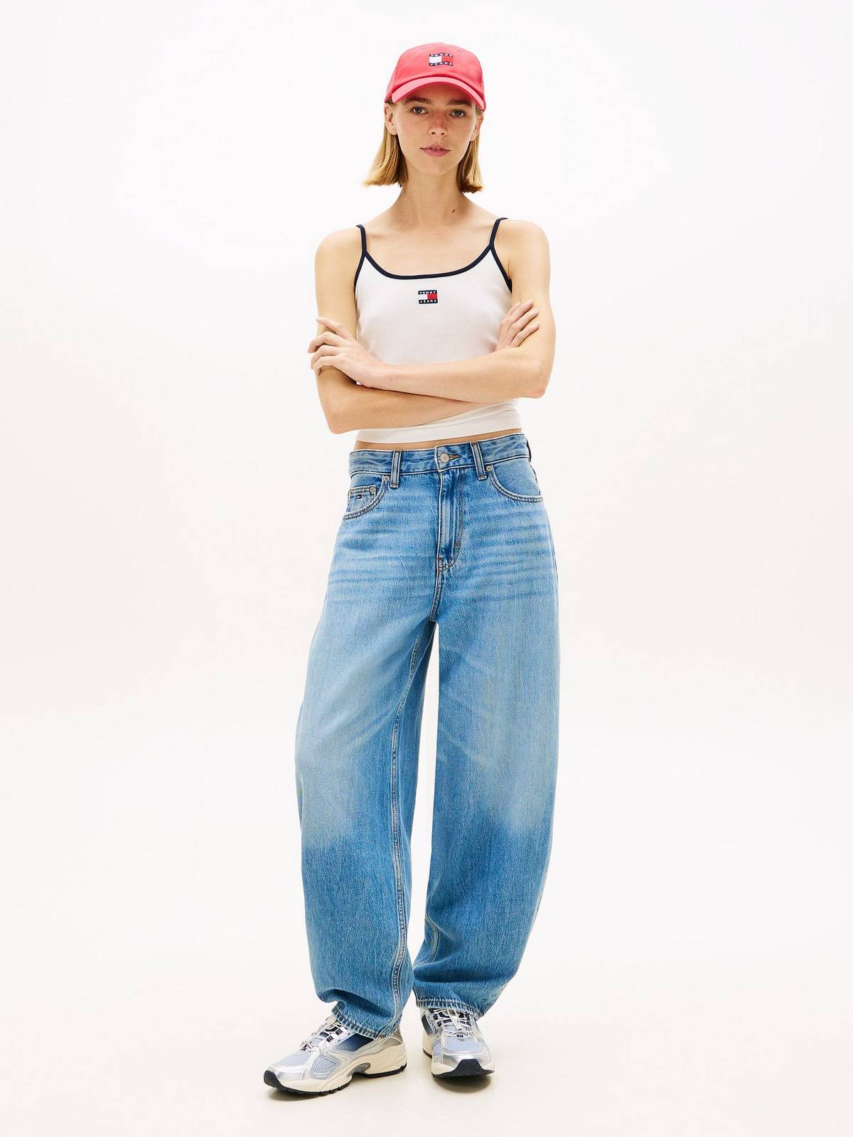 TOMMY HILFIGER Slim strappy badge top Woman white Photo 4