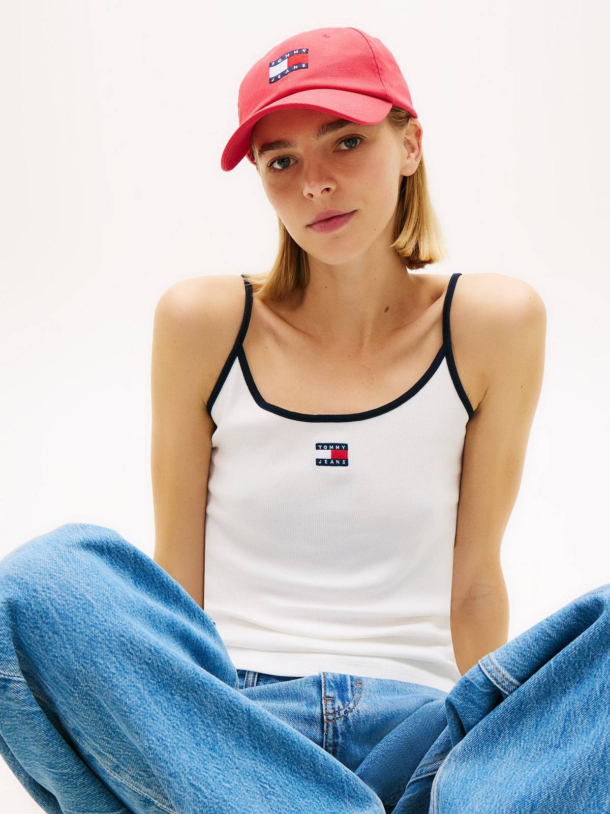 TOMMY HILFIGER Slim strappy badge top Woman white Photo 3