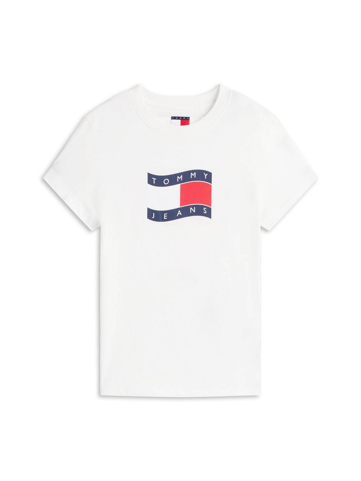 TOMMY HILFIGER Schlankes, gewelltes Flaggen-T-Shirt Damen weiß